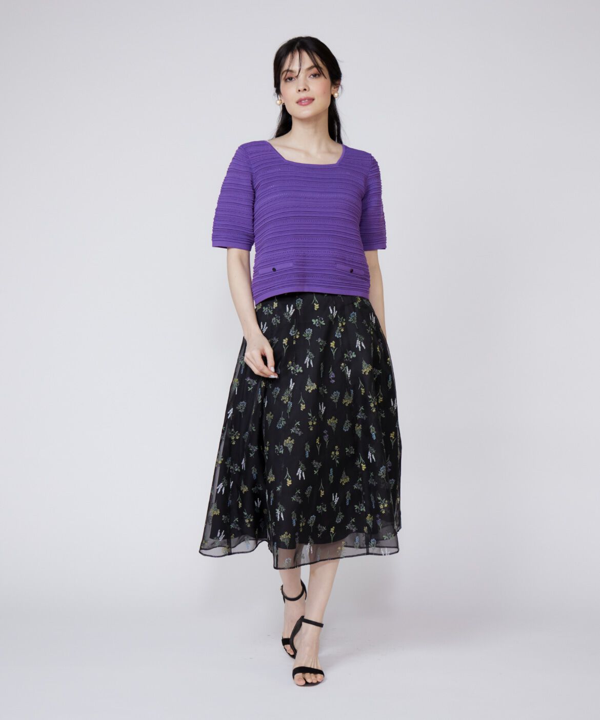 Maglie le cassetto「ピンタック柄スクエアプルオーバー」|ニット・セーター|