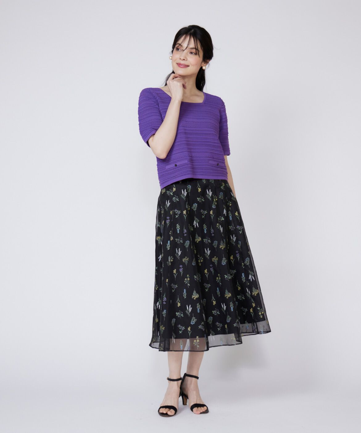 Maglie le cassetto「ピンタック柄スクエアプルオーバー」|ニット・セーター|