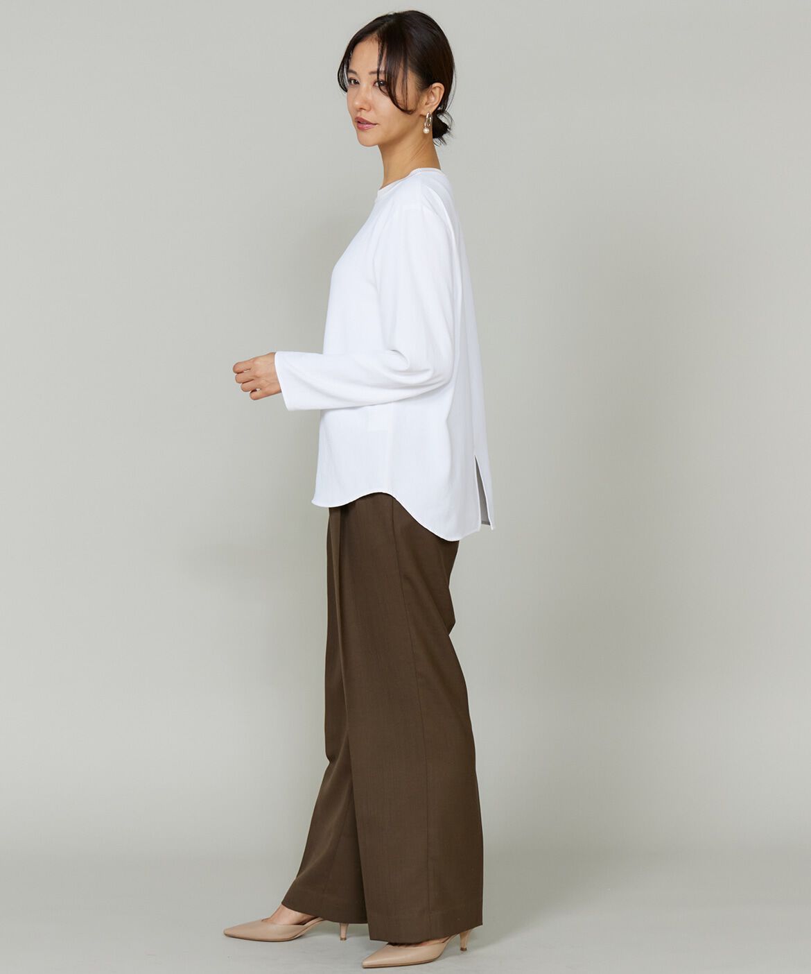 INED「《大きいサイズ》吸汗速乾ジョーゼットプルオーバー」|Tシャツ・カットソー|