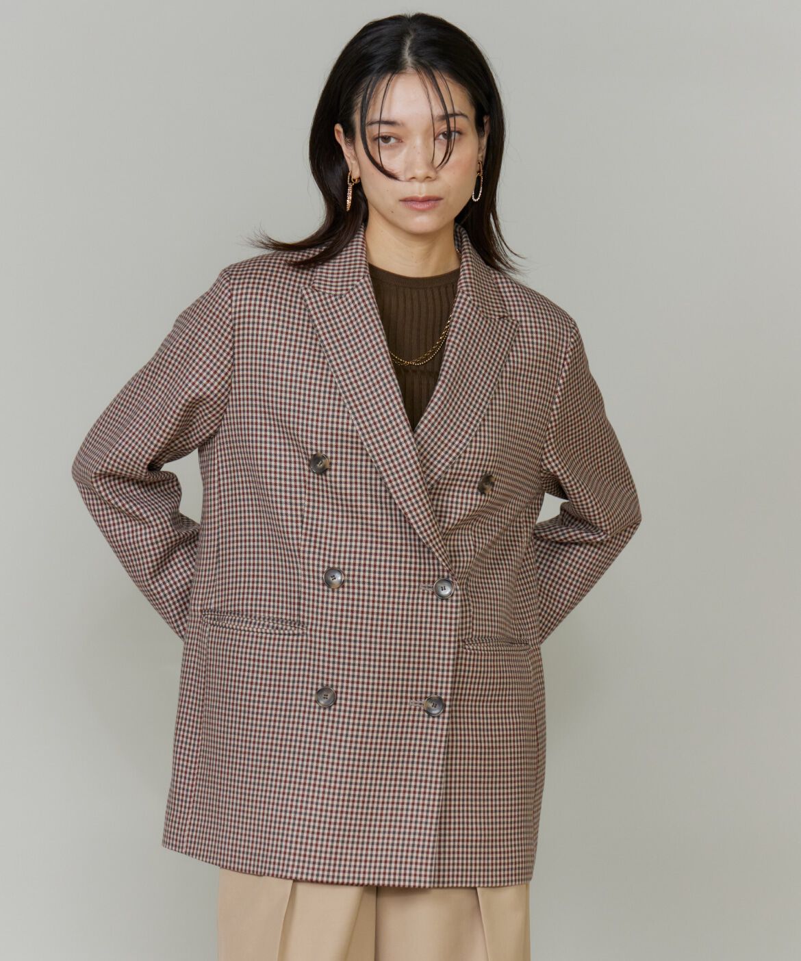 INED「《三尋木奈保コラボ・Oggi11月号掲載商品》ダブルブレストジャケット」|テーラードジャケット|