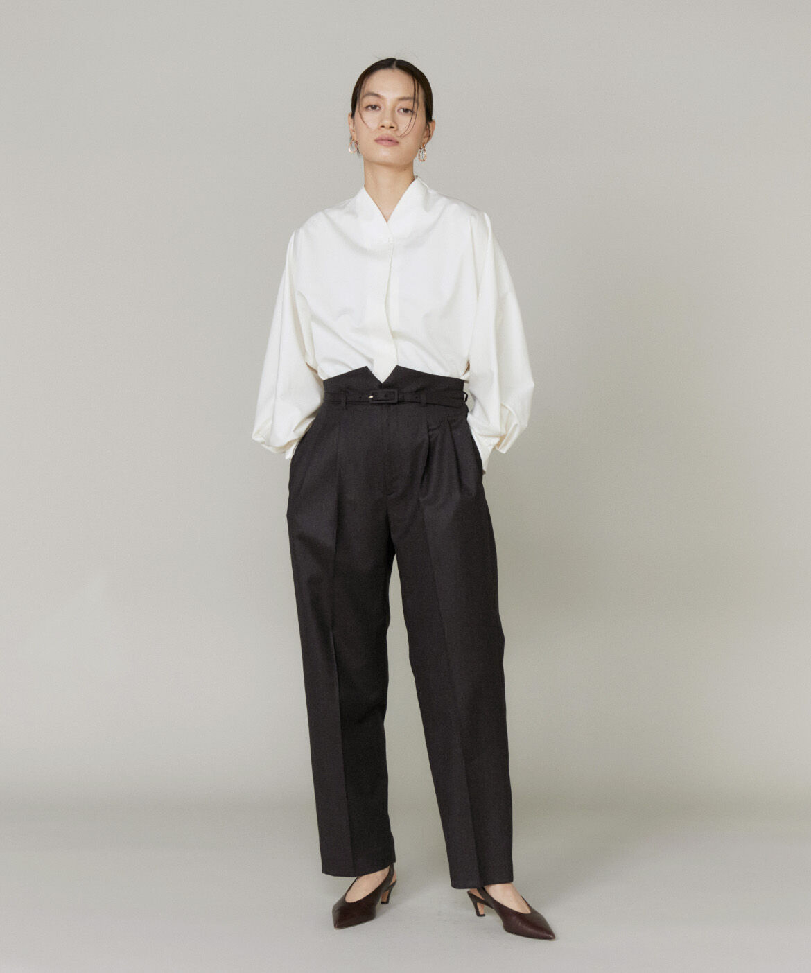 la veille by SUPERIOR CLOSET「ハイウエストベルト付きパンツ」|スラックス|