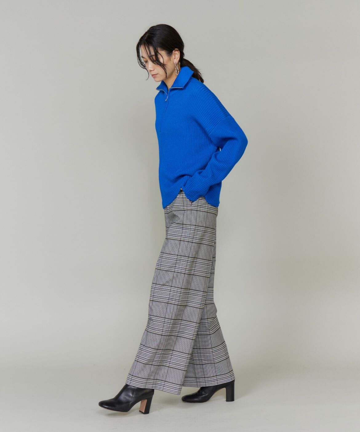 INED「《大きいサイズ》ハーフジッププルオーバーニット」|ニット・セーター|