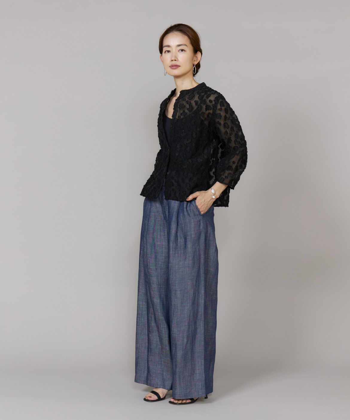 Le Souk「《大きいサイズ》タックワイドデニムパンツ」|その他|