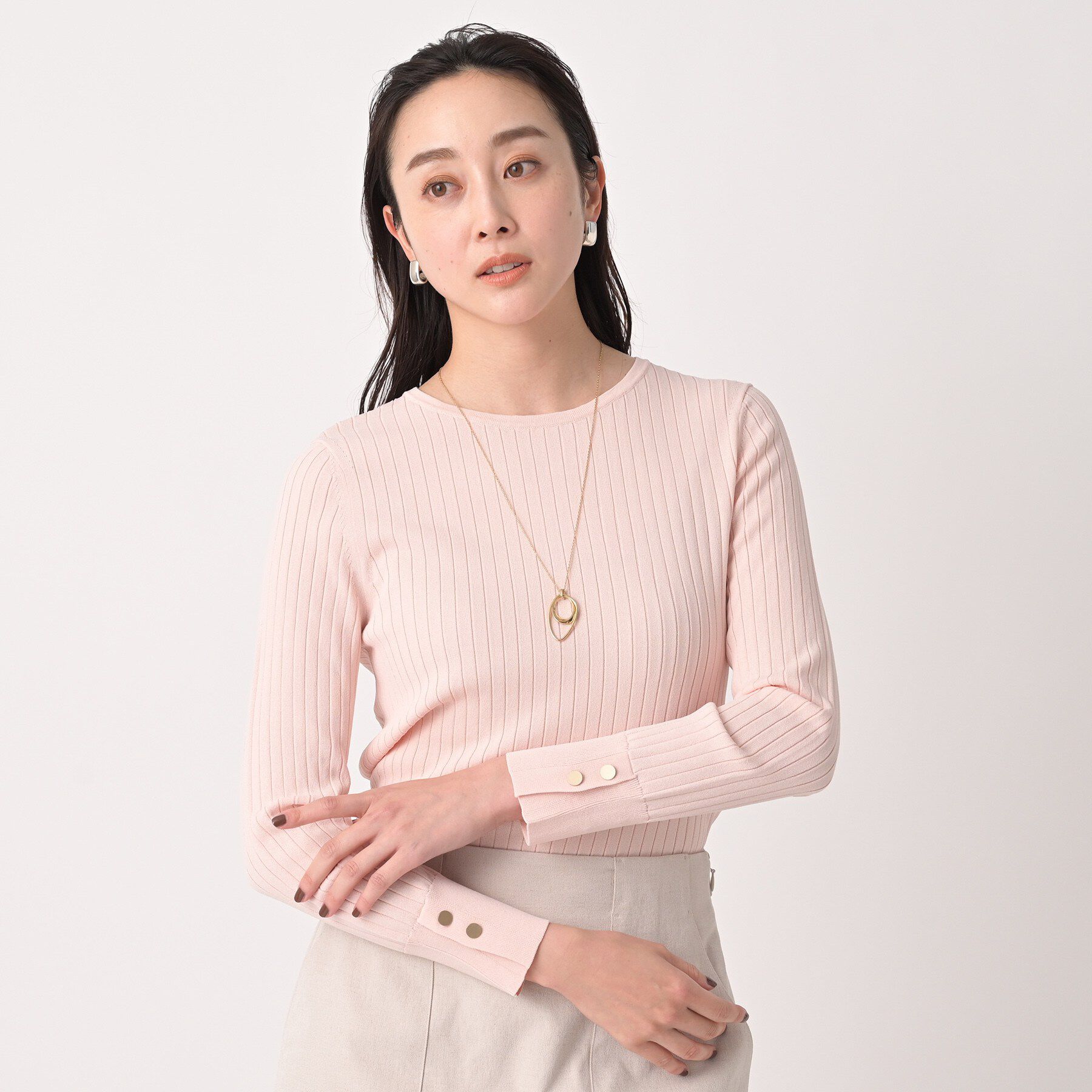 UNTITLED「ワイドリブニットプルオーバー」|ニット・セーター|ピンク(071)