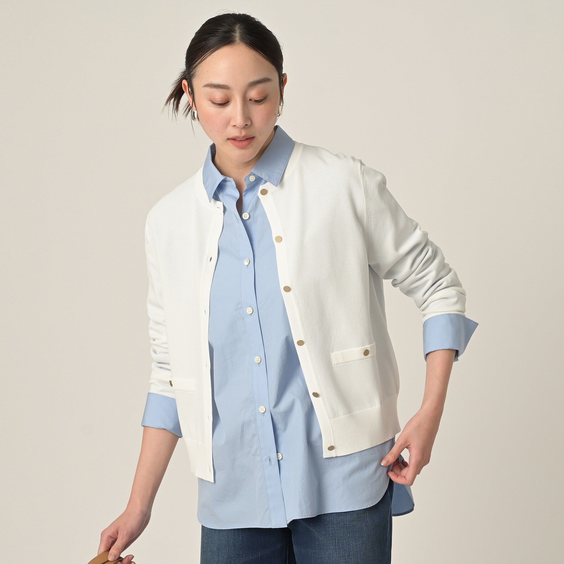 UNTITLED「クルーネックニットカーディガン」|カーディガン|