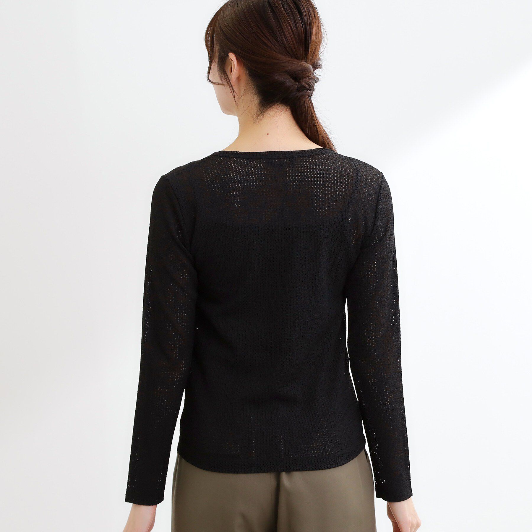 Reflect「【インナーにおすすめ◎】クルーネックレースジャージトップス」|Tシャツ・カットソー|