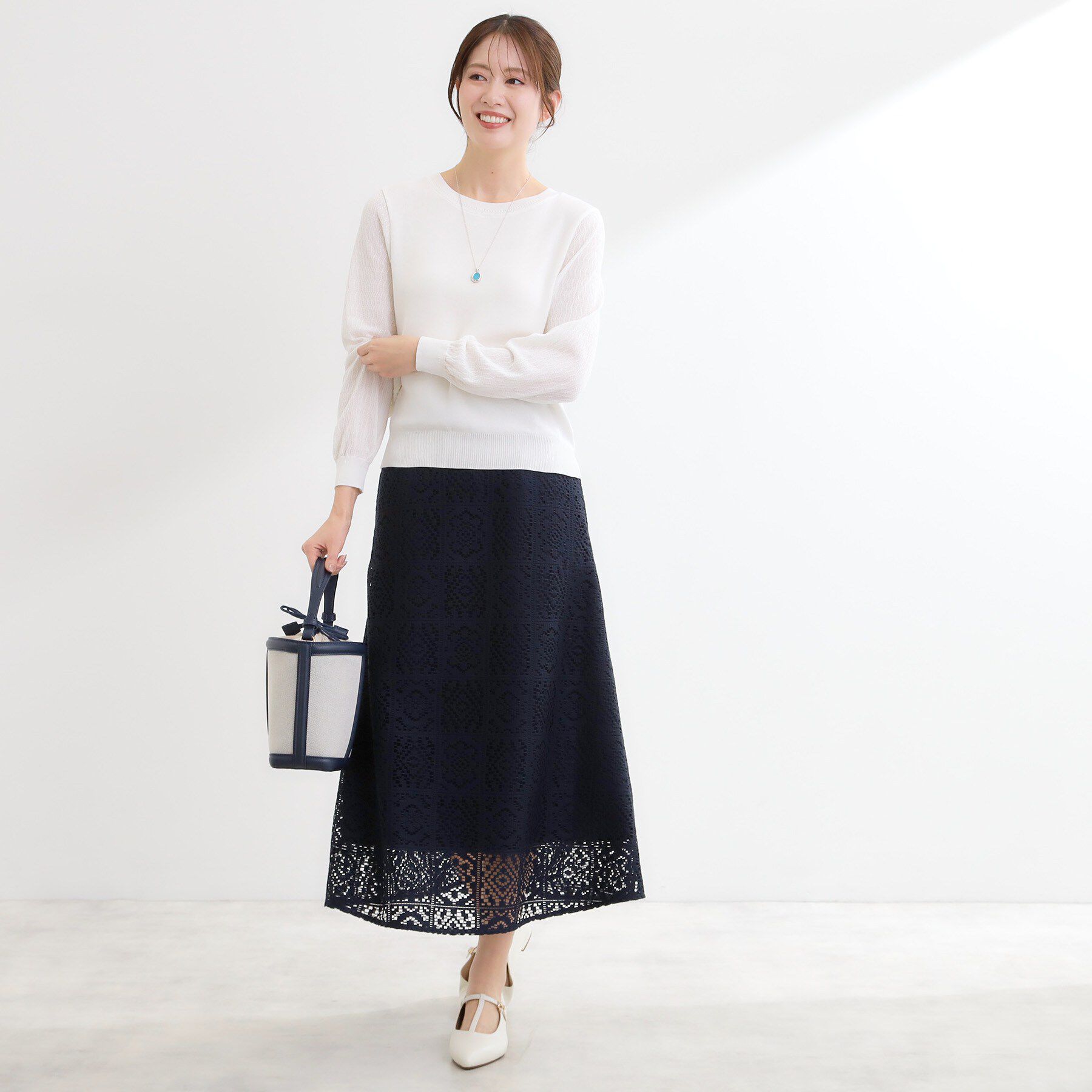 Reflect「透かしスリーブデザインハイゲージニット」|ニット・セーター|