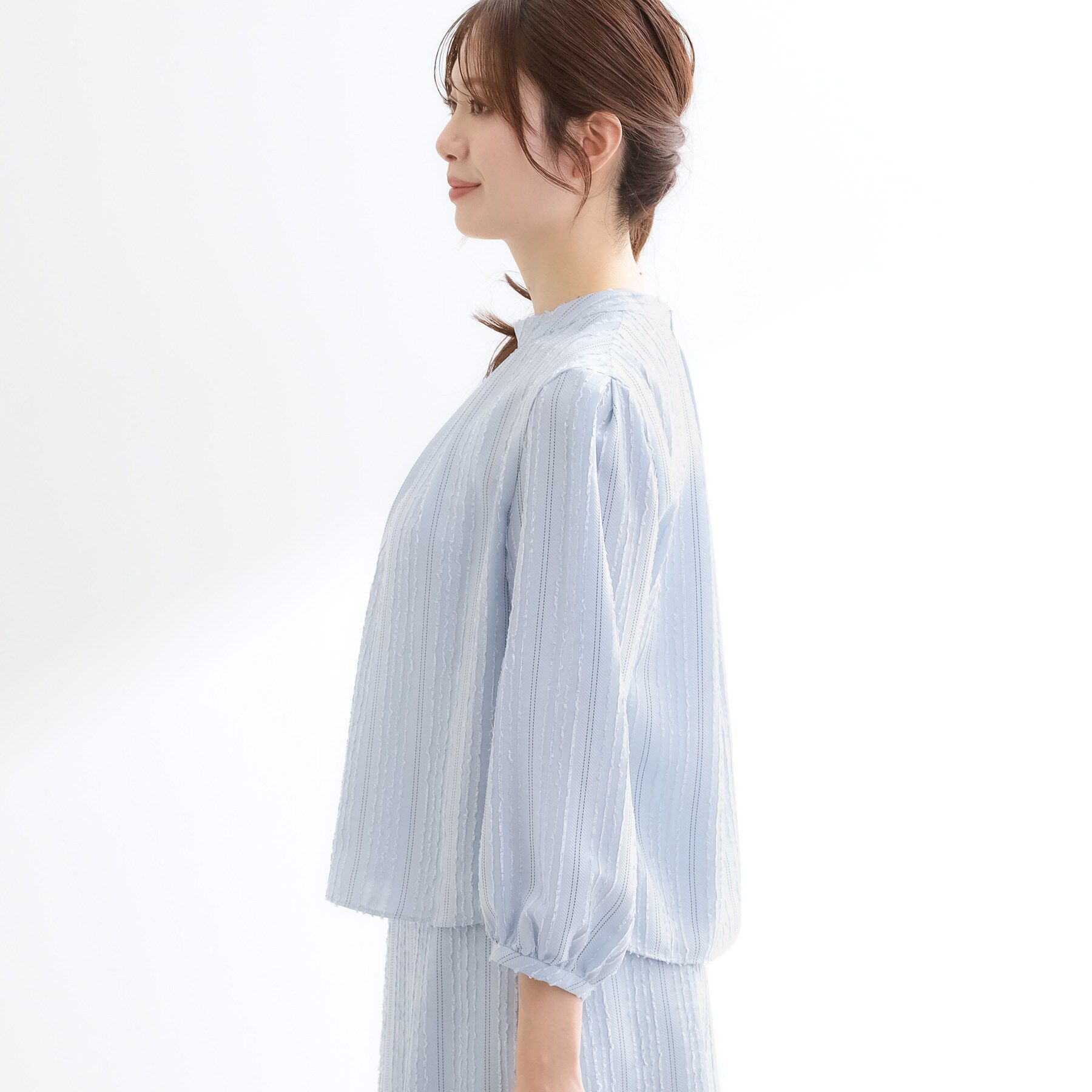 Reflect「【セットアップ可】ストライプ柄ジャカードブラウス」|シャツ・ブラウス|