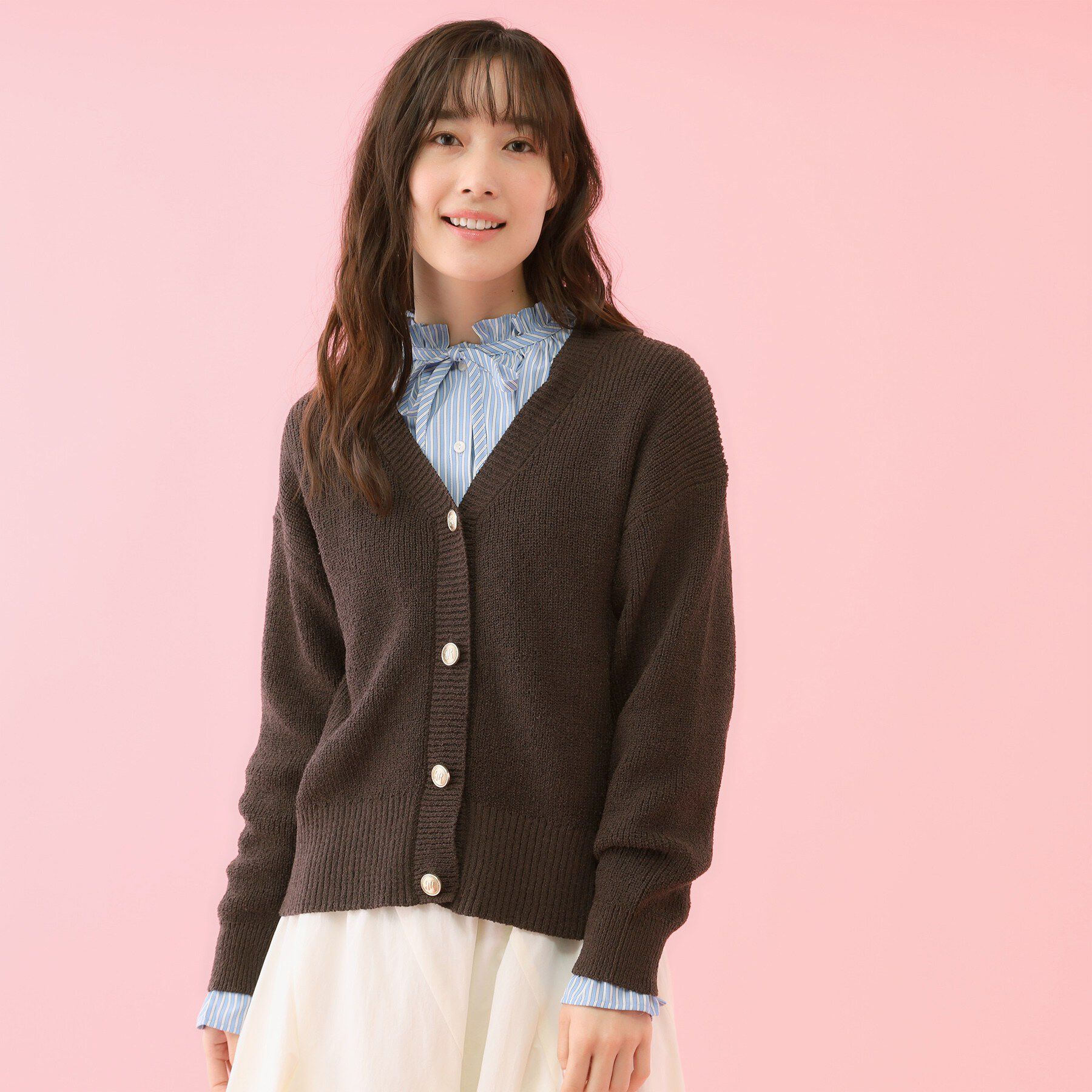 grove「【コラボITEM】Philly Chocolate ブークレカーディガン」|カーディガン|モカブラウン(042