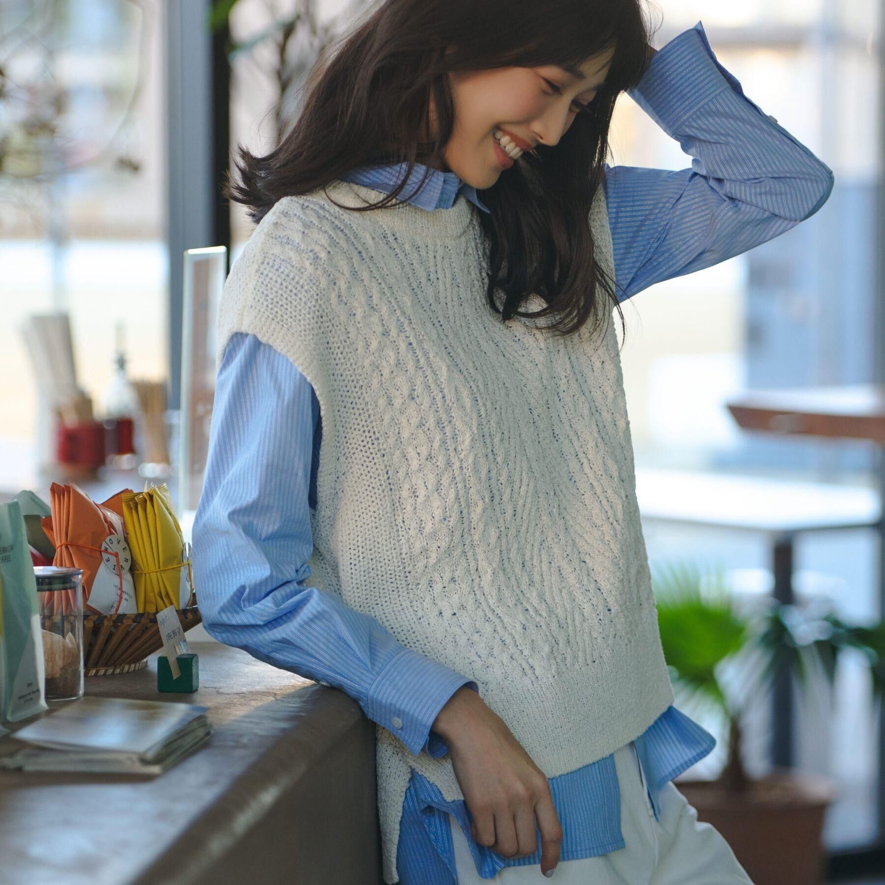 grove「リリヤーンケーブル ニットベスト」|ニット・セーター|