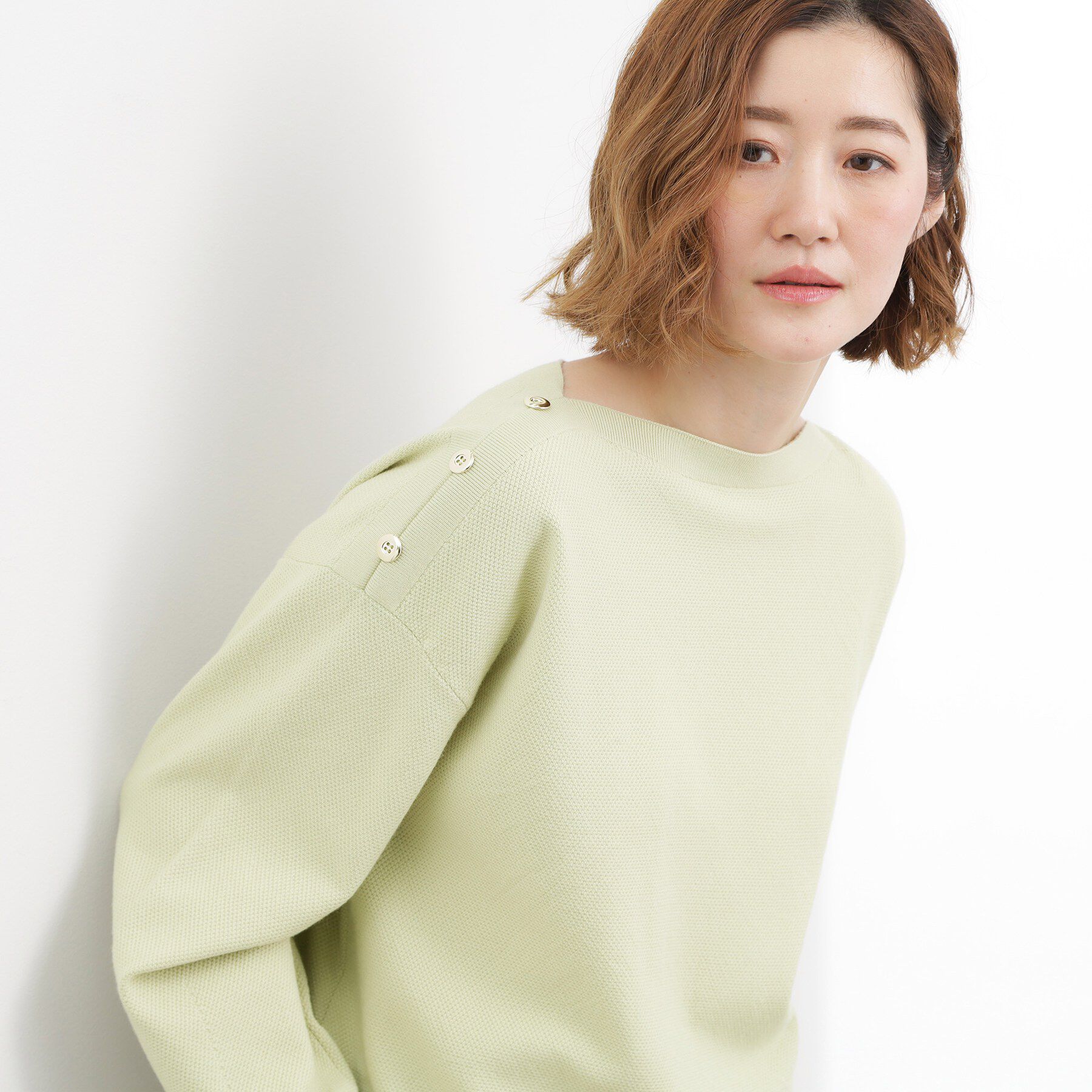 grove「【おうちで洗える】顔周りすっきり、ボートネックニット」|ニット・セーター|