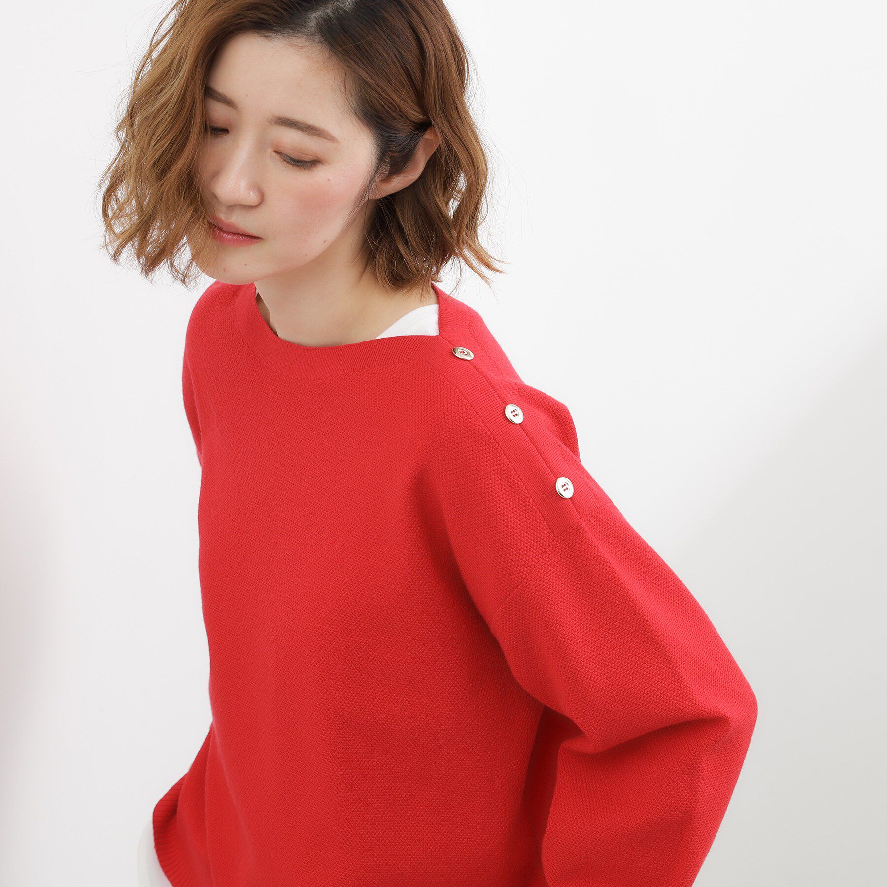 grove「【おうちで洗える】顔周りすっきり、ボートネックニット」|ニット・セーター|