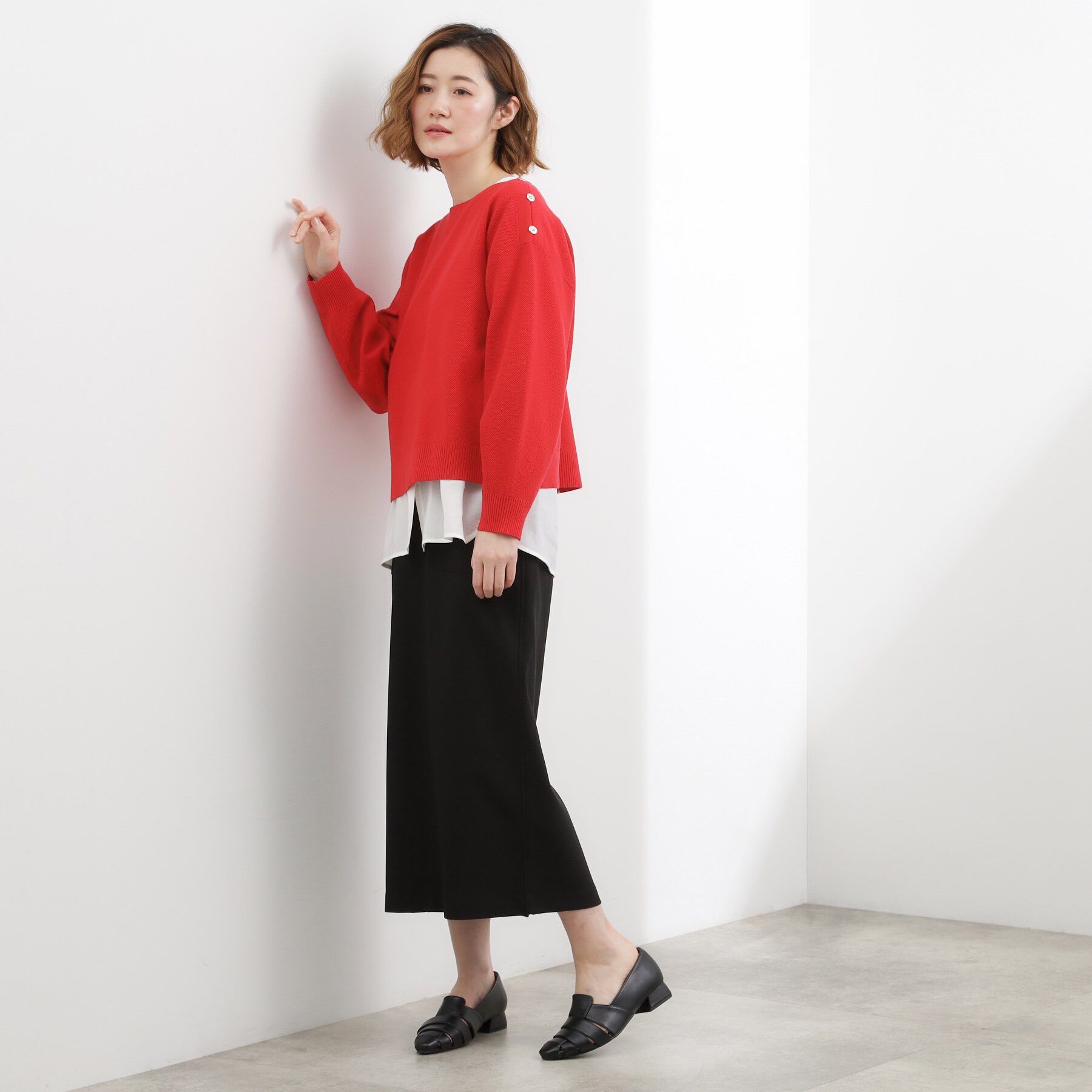 grove「【おうちで洗える】顔周りすっきり、ボートネックニット」|ニット・セーター|