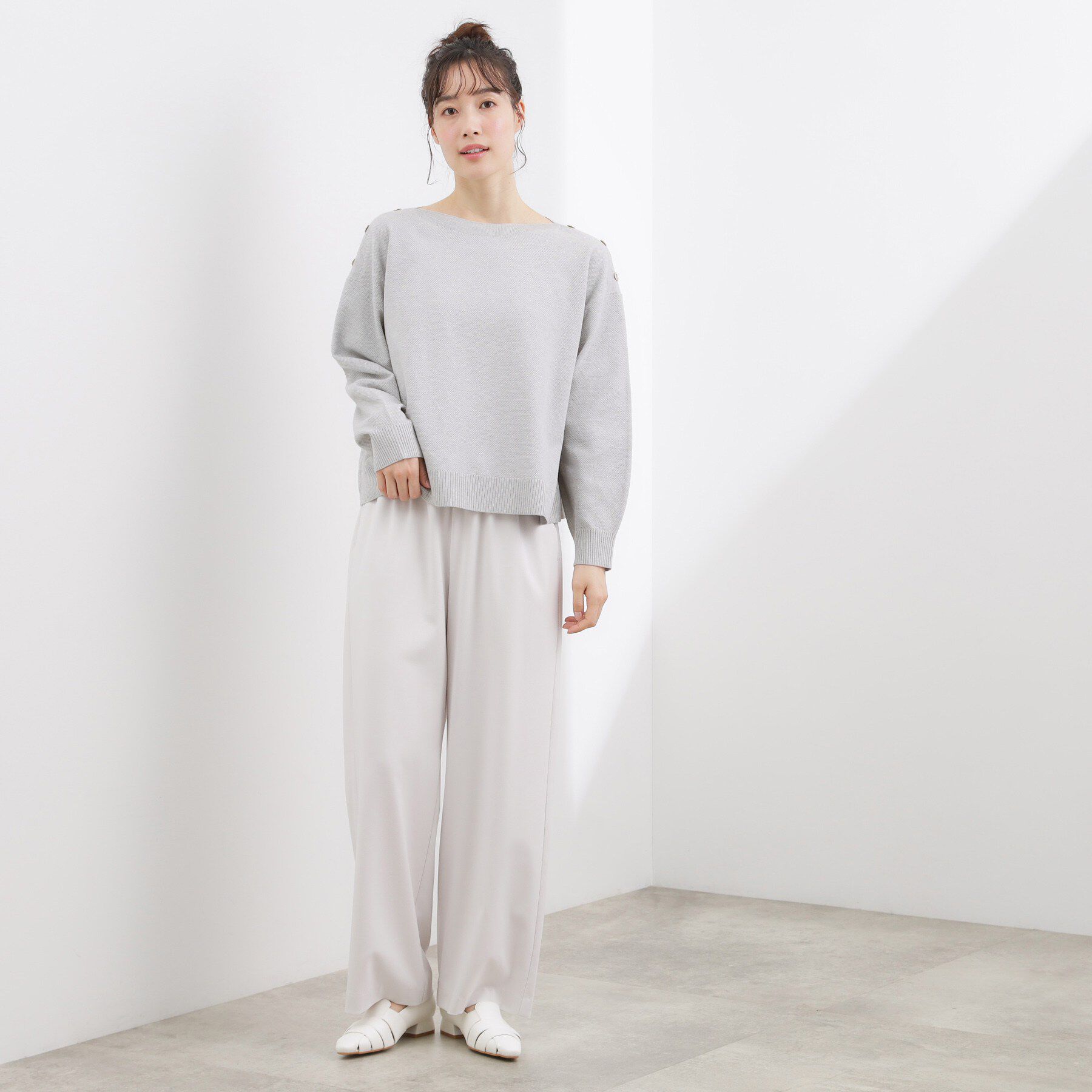 grove「【おうちで洗える】顔周りすっきり、ボートネックニット」|ニット・セーター|