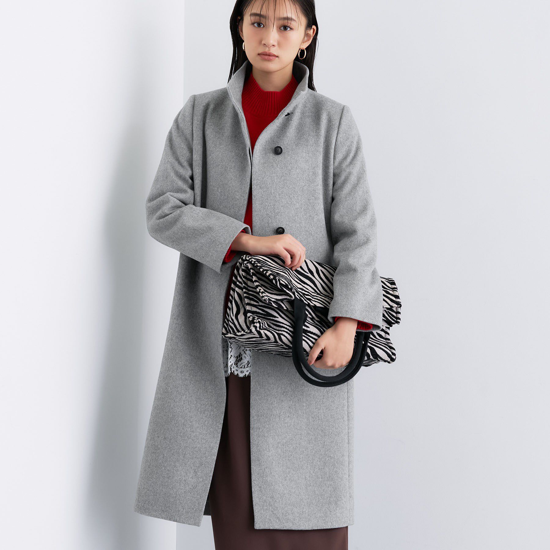 INDIVI「【名品コート／日本製】ウール100％スタンドカラーロングコート」|その他|