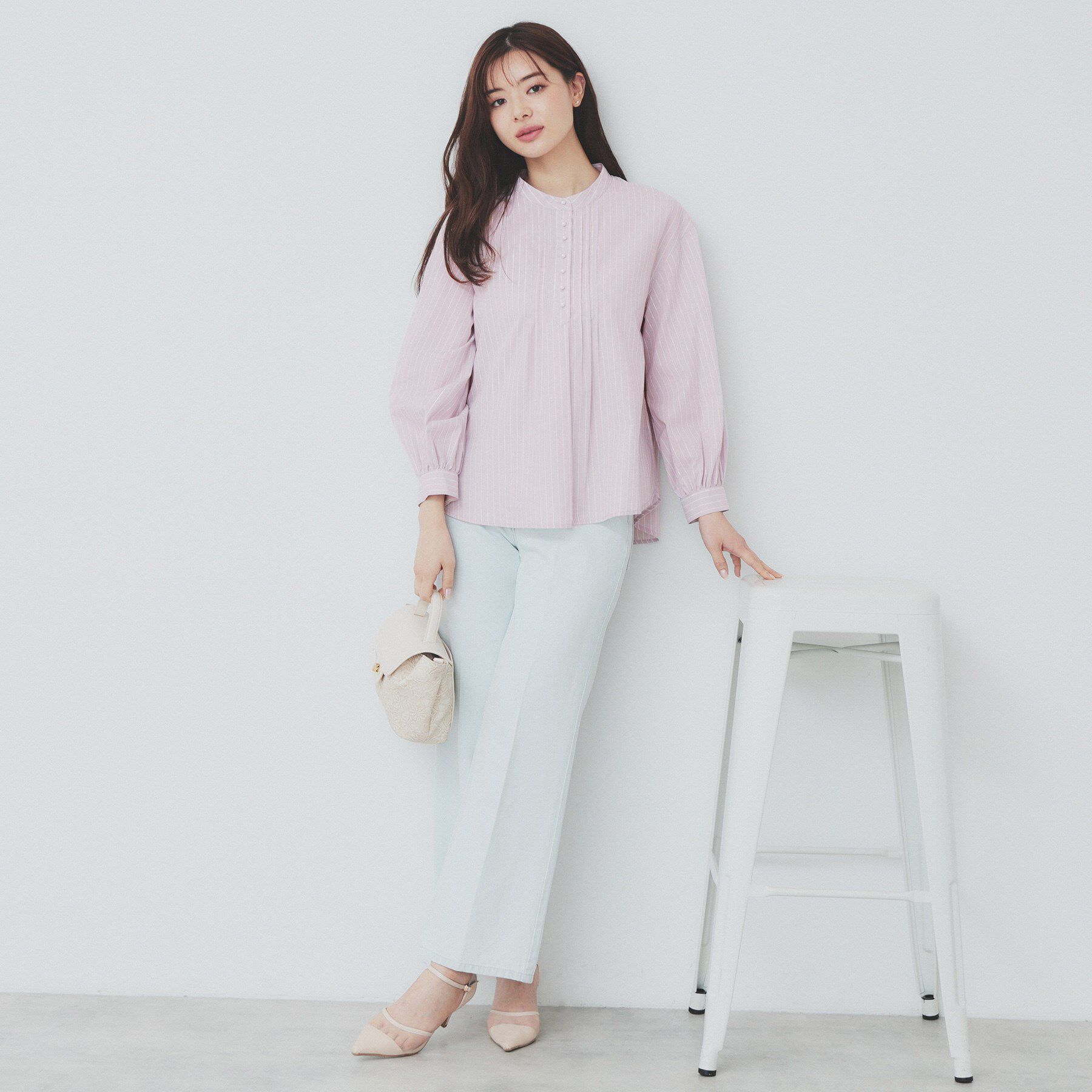 index「《6color》ラメラインバンドカラーシャツ【洗濯機洗い可/イージーアイロン/防シワ】」|シャツ・ブラウス|