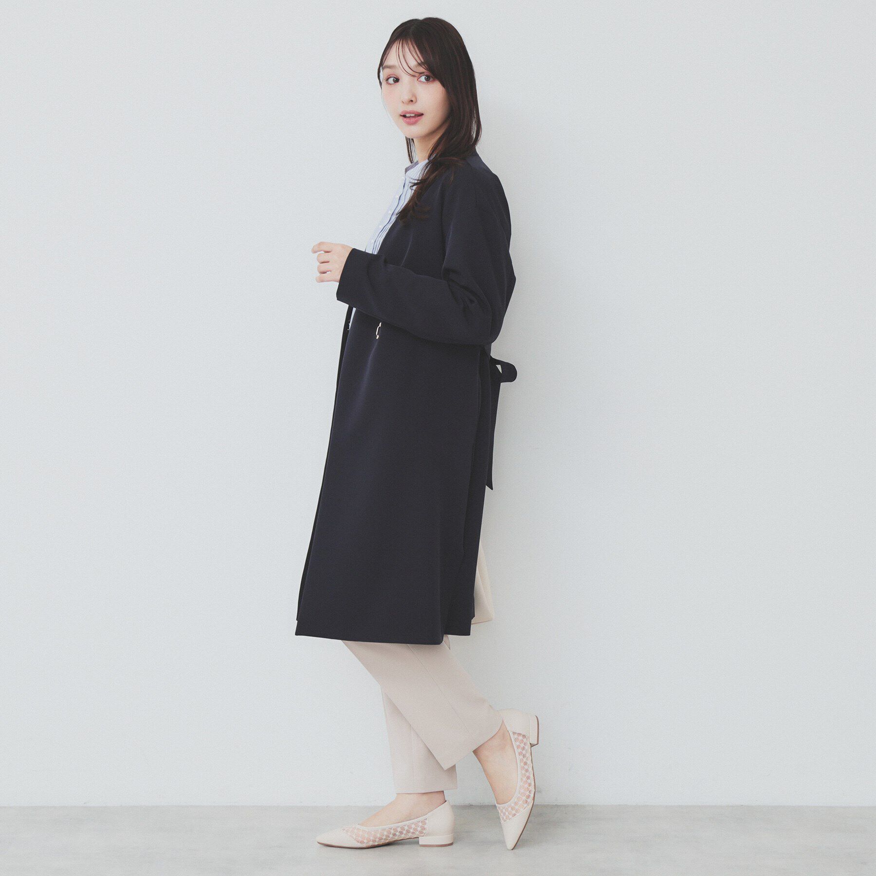 index「ストレッチノーカラーコート【洗濯機洗い可/イージーアイロン】」|ノーカラーコート|