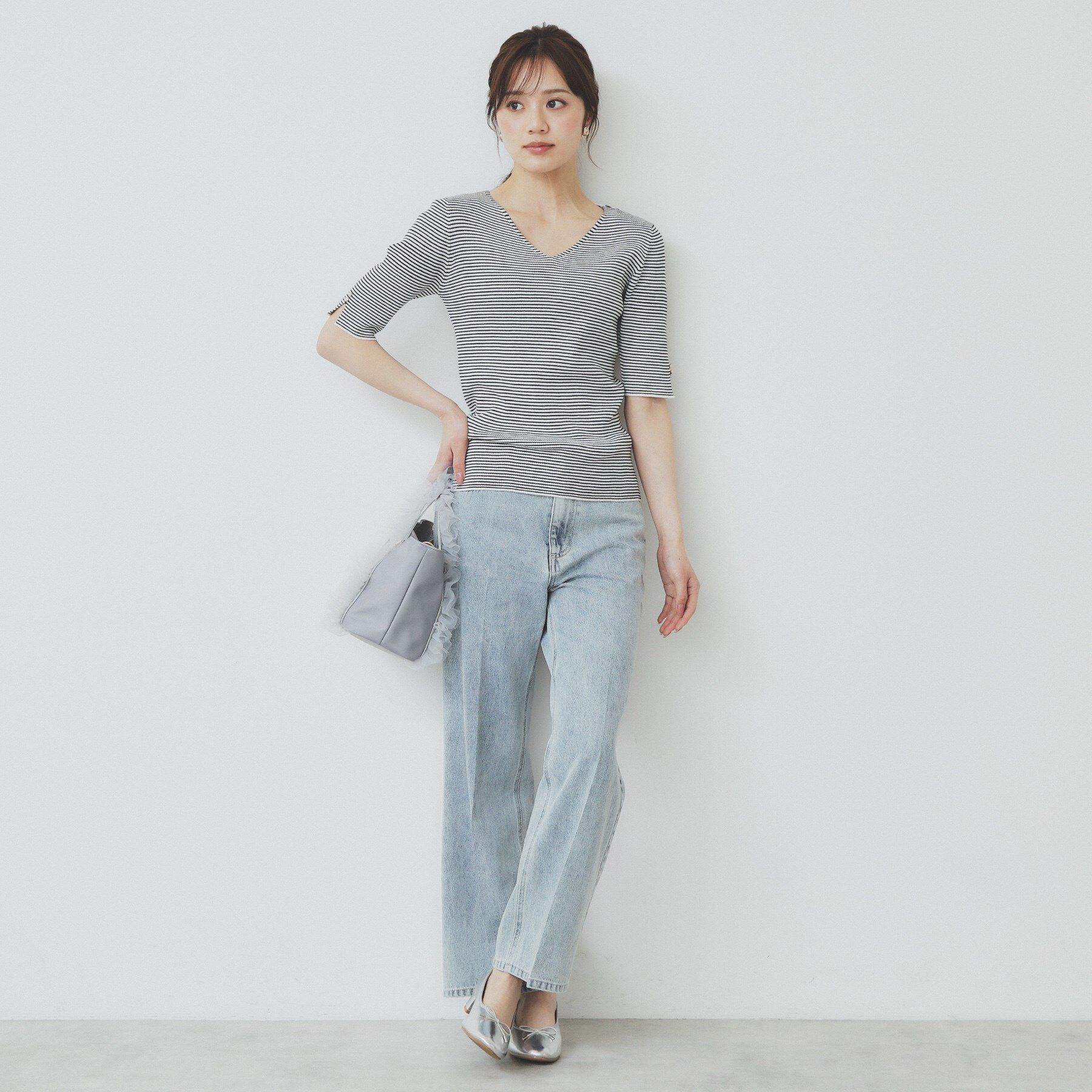 index「《5色展開》Vネックリブニット【洗濯機洗い可】」|ニット・セーター|