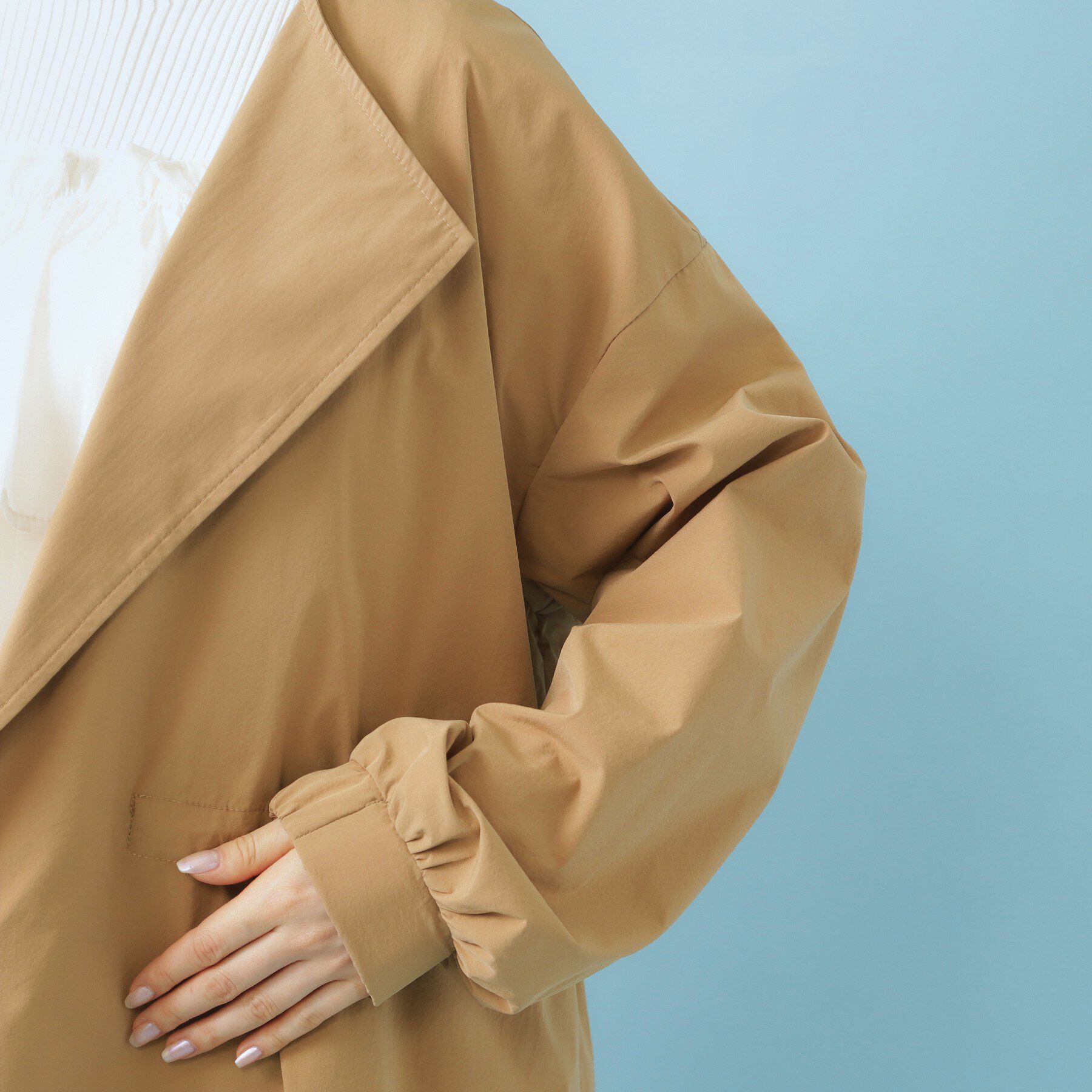 index「ヴィンテージクロスノーカラーロングコート【洗濯機OK/ストレッチ/イージーアイロン】」|ノーカラーコート|