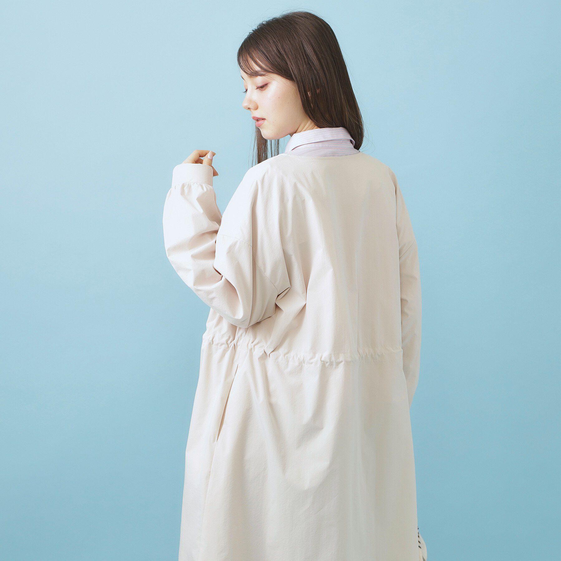 index「ヴィンテージクロスノーカラーロングコート【洗濯機OK/ストレッチ/イージーアイロン】」|ノーカラーコート|