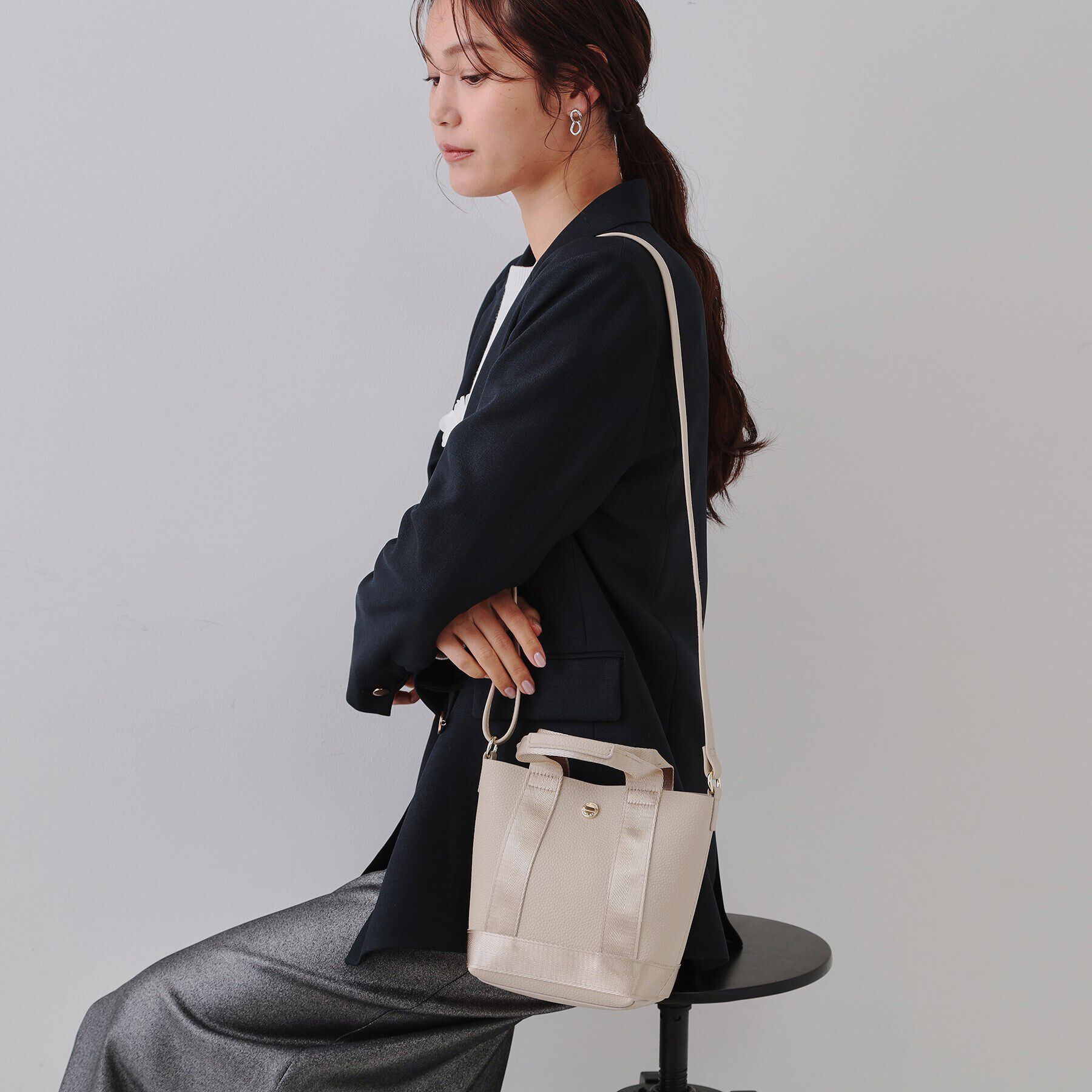 OPAQUE.CLIP「【長さ調整可能】シュリンク合皮コンビミニショルダーバッグ」|ショルダー・メッセンジャー|