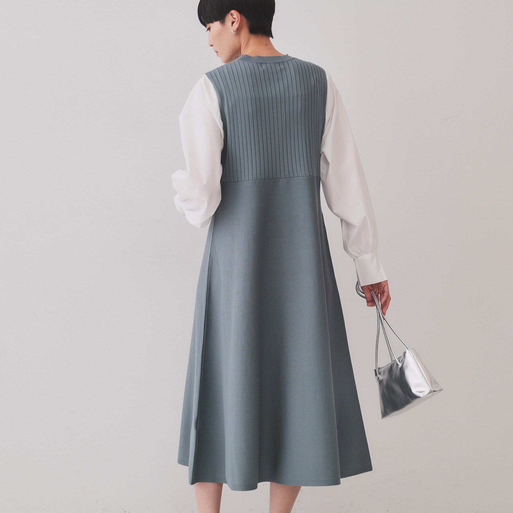 OPAQUE.CLIP「フハクスリーブドッキングニットワンピース【洗濯機洗い可/抗ピル】」|ワンピース|