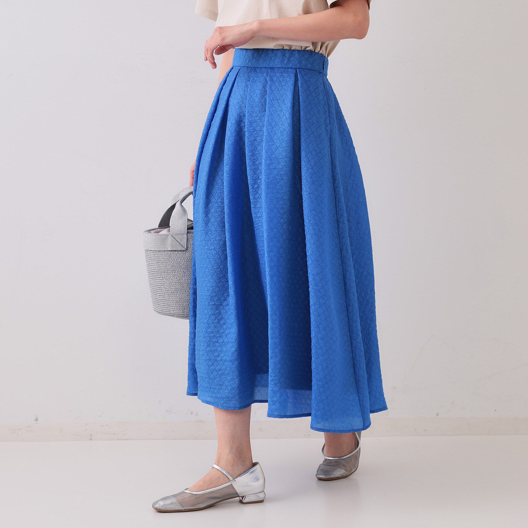 OPAQUE.CLIP「シアージャカードタックフレアスカート【洗濯機洗い可】」|スカート|