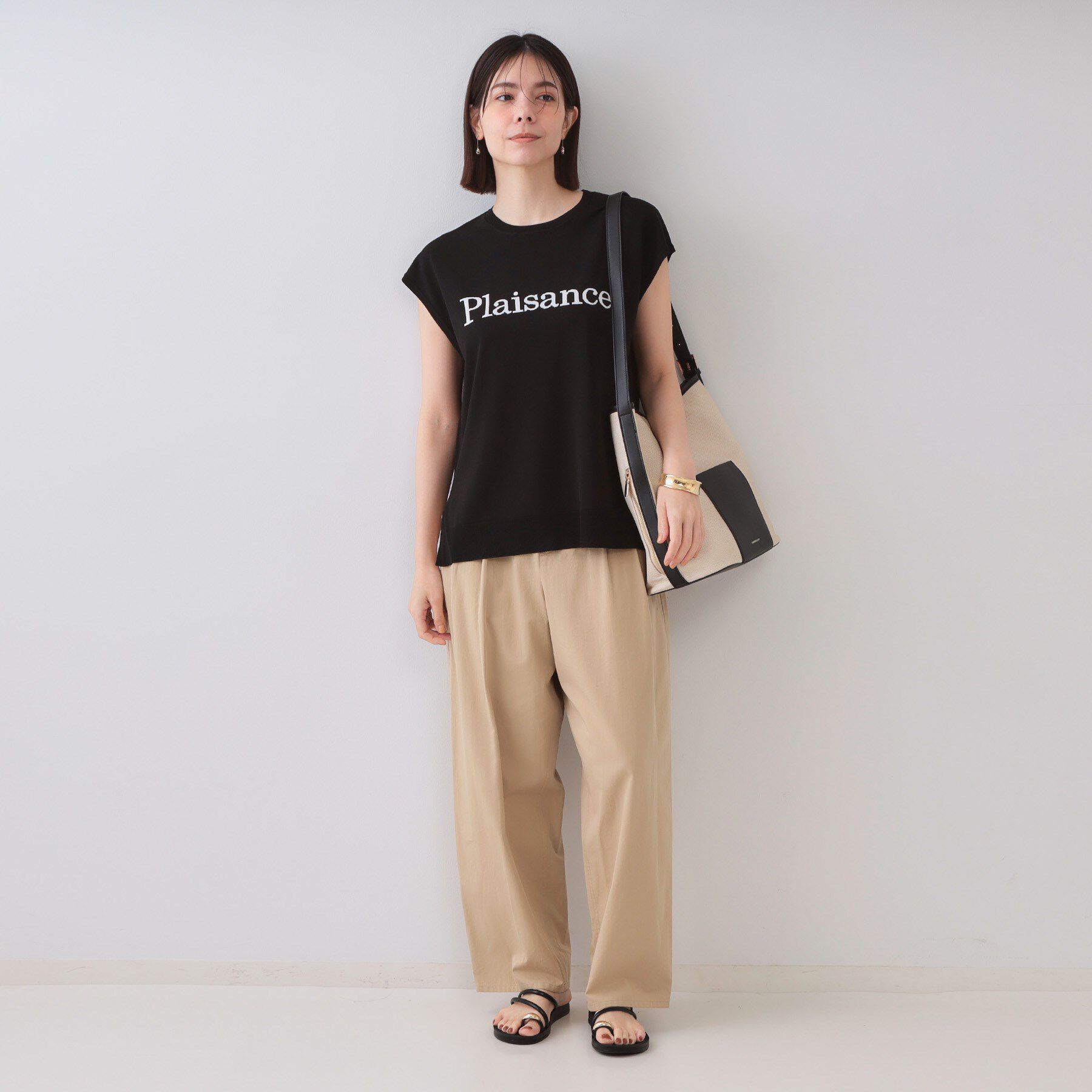 OPAQUE.CLIP「ロゴフレンチスリーブニット【洗濯機洗い可/UV/接触冷感/抗ピル】」|ニット・セーター|