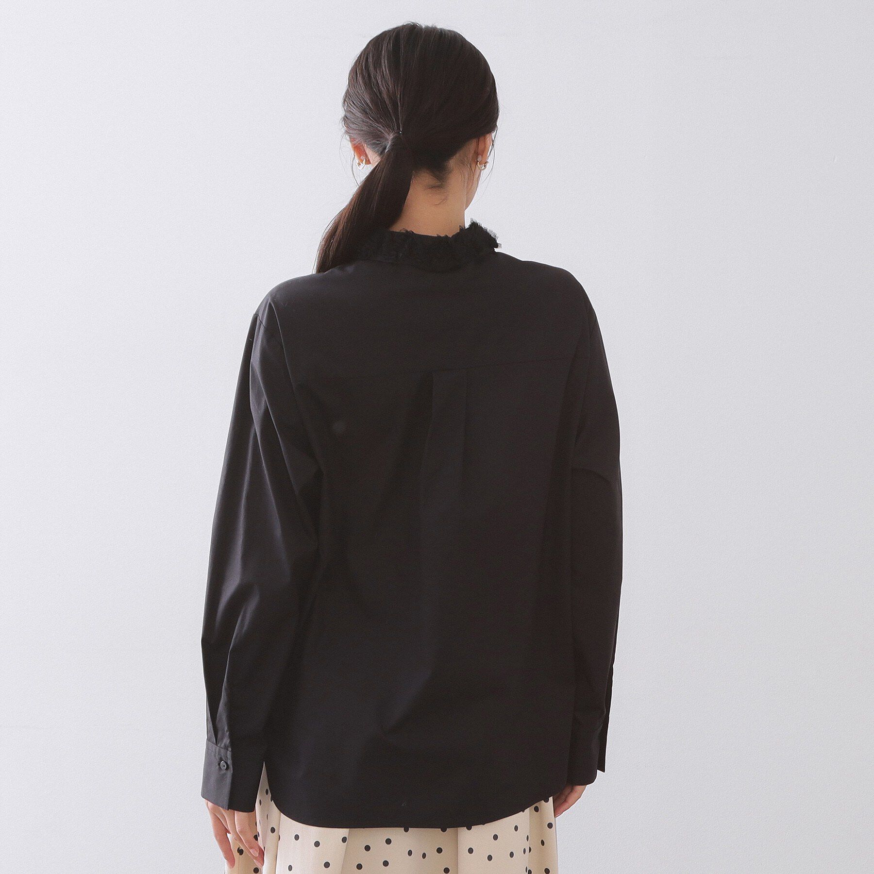 OPAQUE.CLIP「襟チュールシャツ【洗濯機OK】」|シャツ・ブラウス|