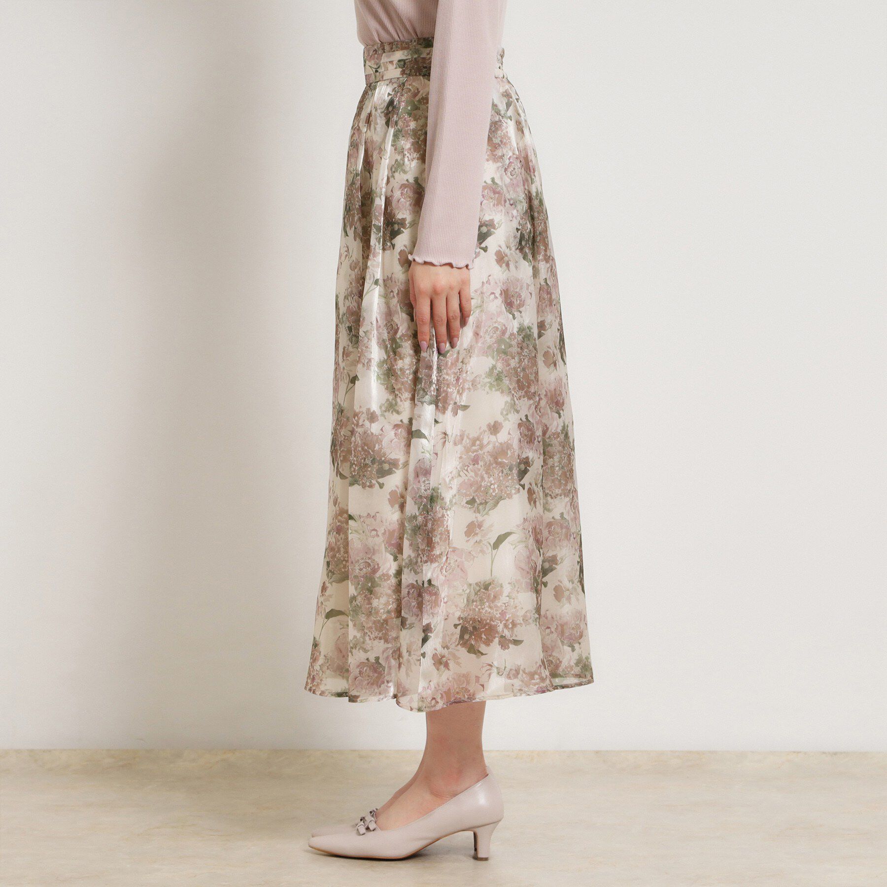 Couture broach「【洗える・通勤】Springオーガンフルールスカート」|スカート|