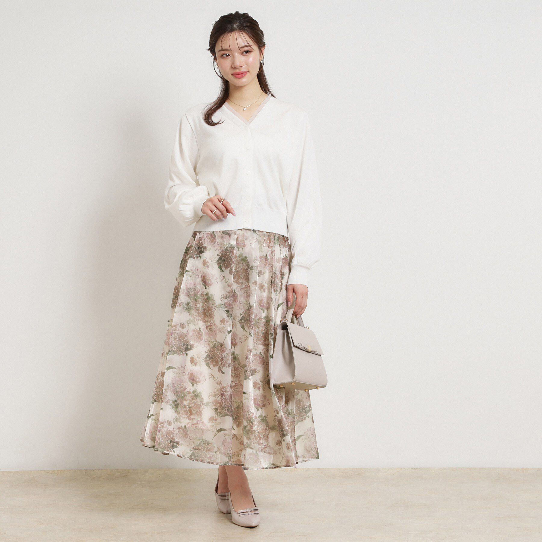 Couture broach「【洗える・通勤】Springオーガンフルールスカート」|スカート|