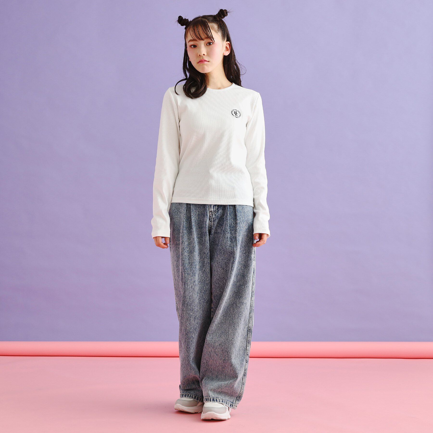 PINK-latte「シンプルテレコ長袖プルオーバー」|Tシャツ・カットソー|