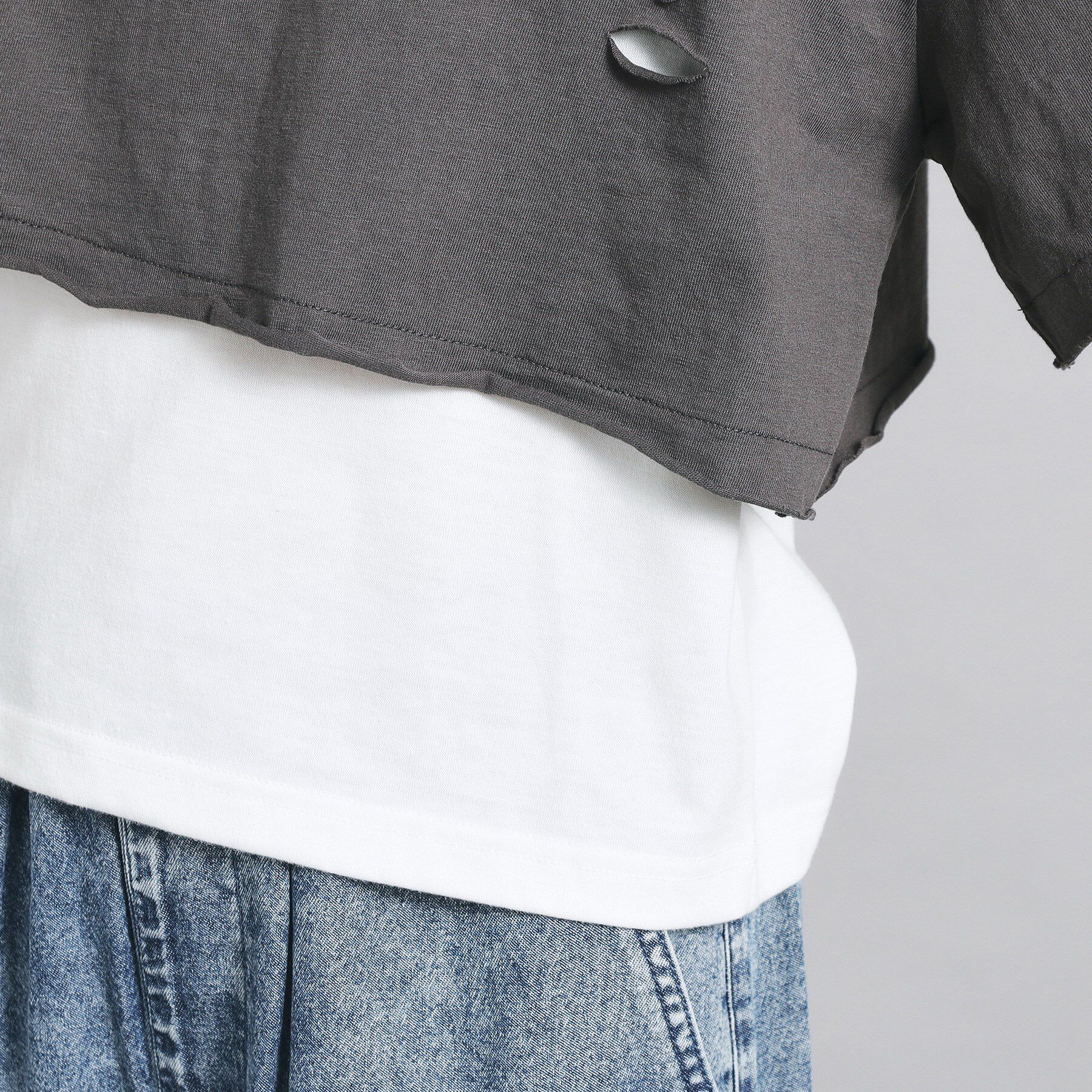 PINK-latte「【セットアイテム】ダメージTシャツ＋タンクセット」|その他|