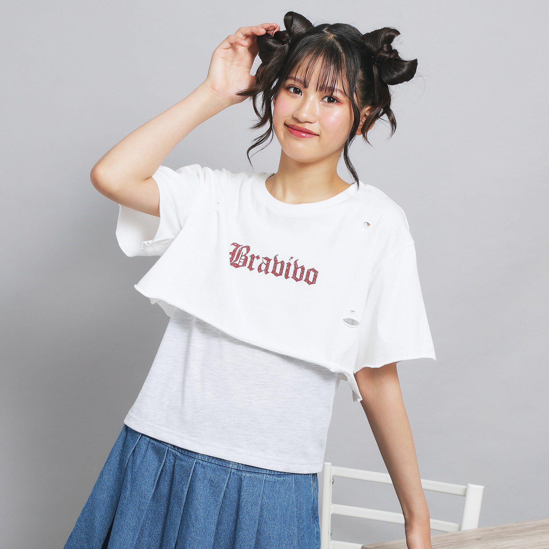 PINK-latte「【セットアイテム】ダメージTシャツ＋タンクセット」|その他|