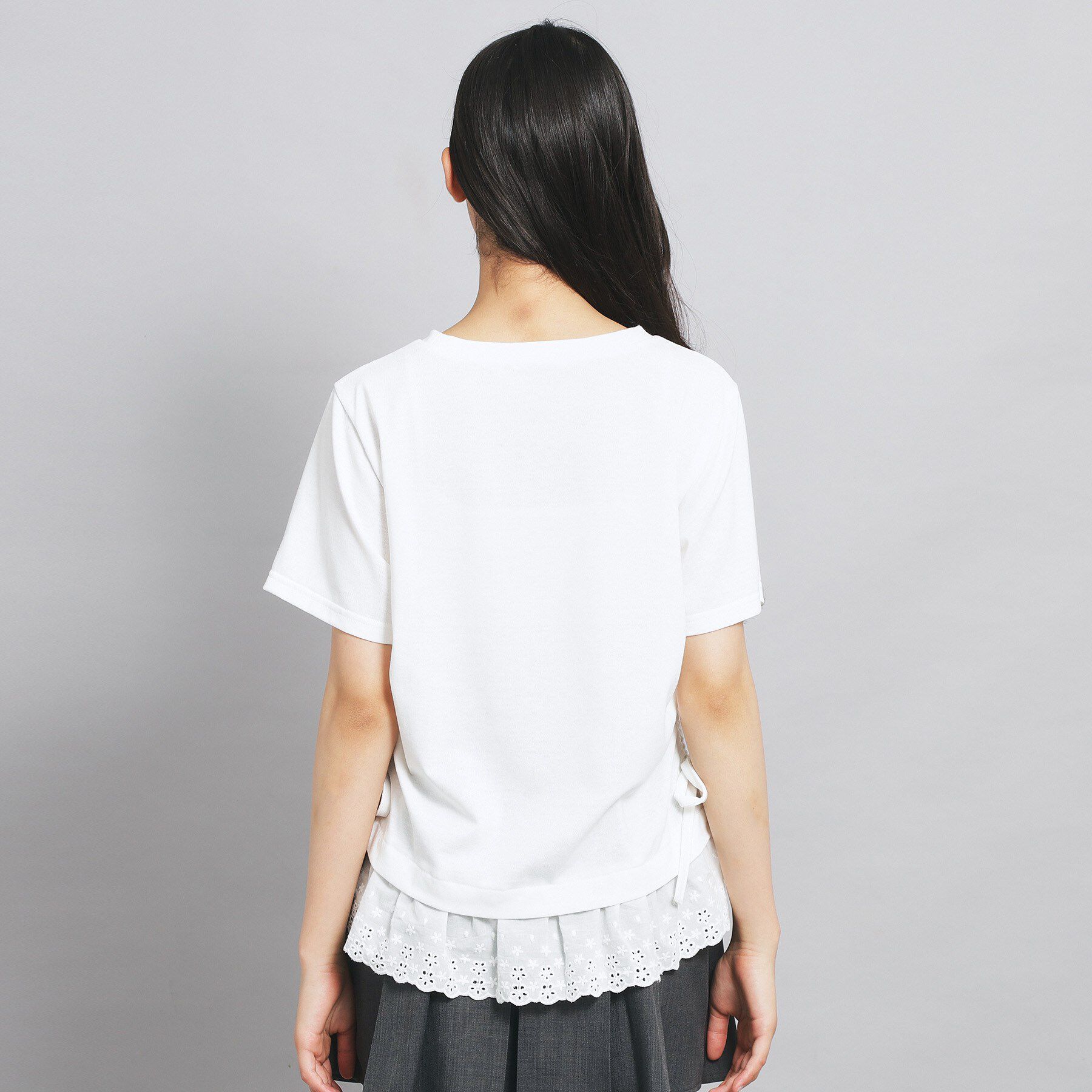 PINK-latte「裾レースドロストトップス」|Tシャツ・カットソー|