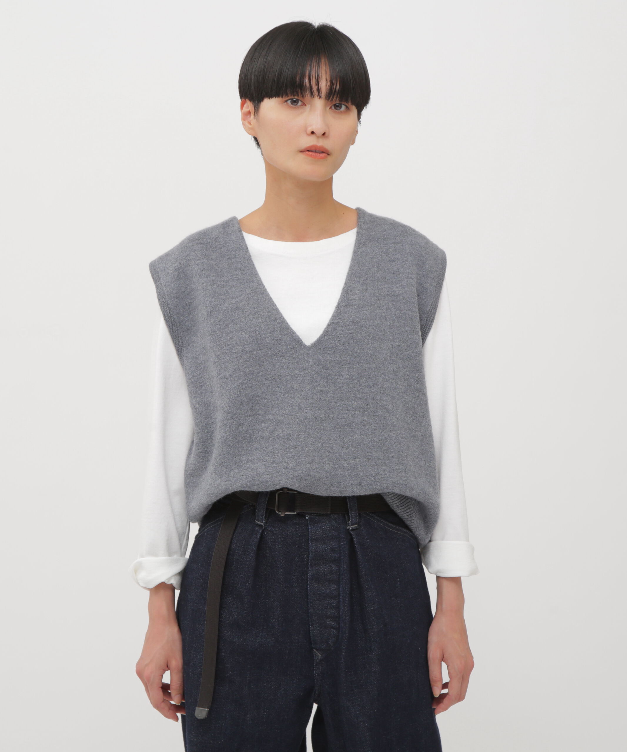 MHL.「FELTED DRY WOOL KNITWEAR」|ニット・セーター|MID GREY2