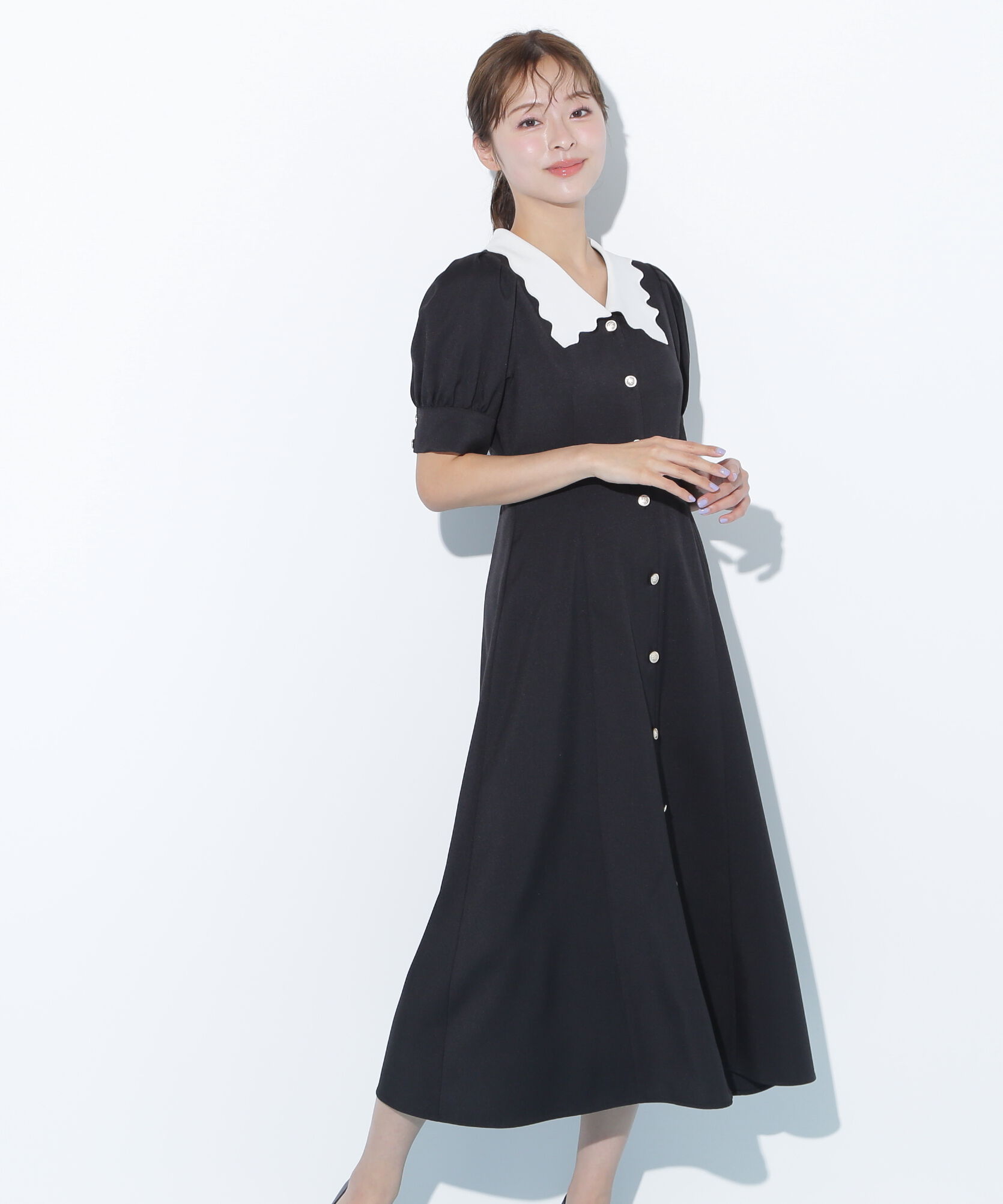  「スカラップカラーワンピース」|ワンピース|