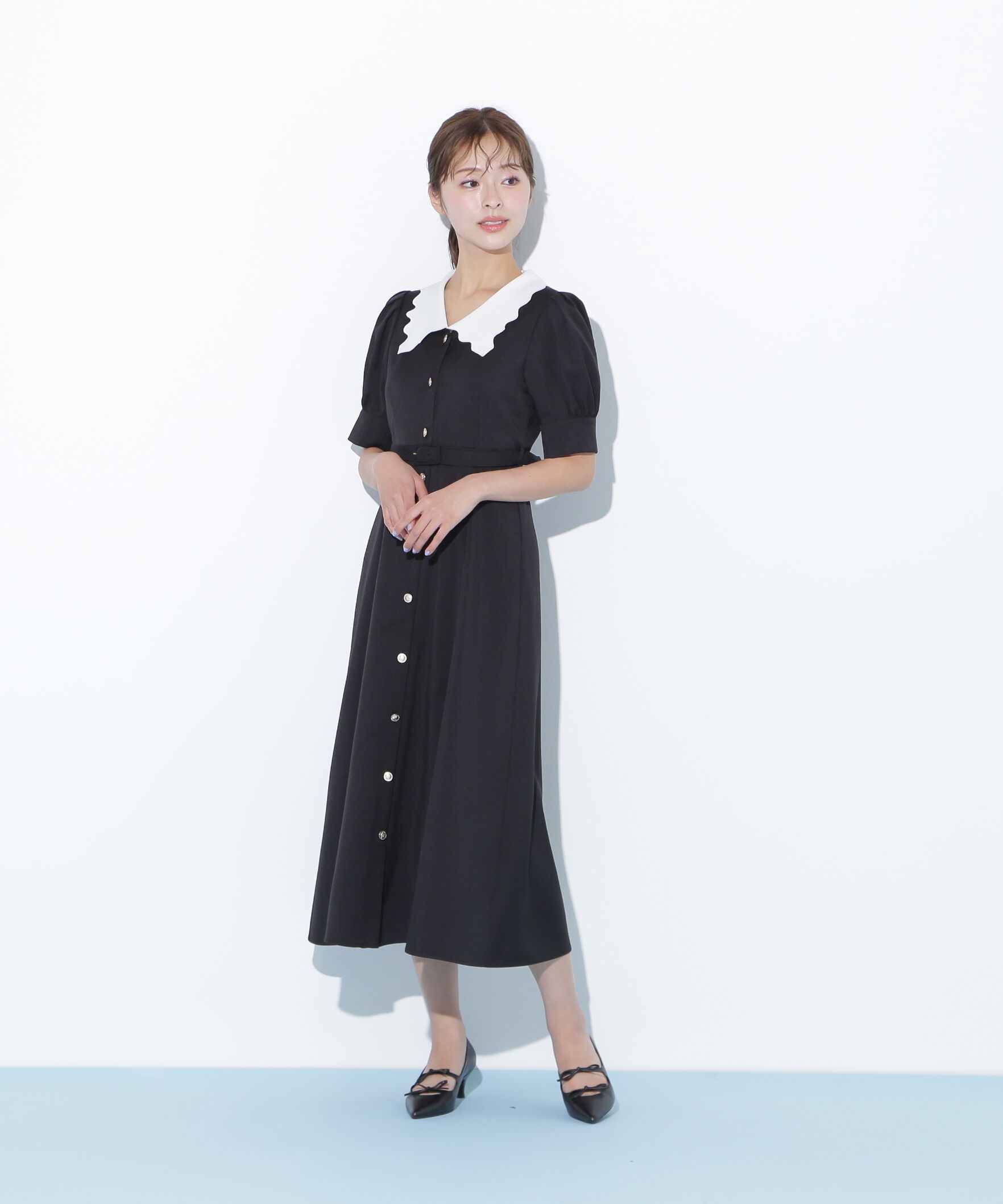  「スカラップカラーワンピース」|ワンピース|