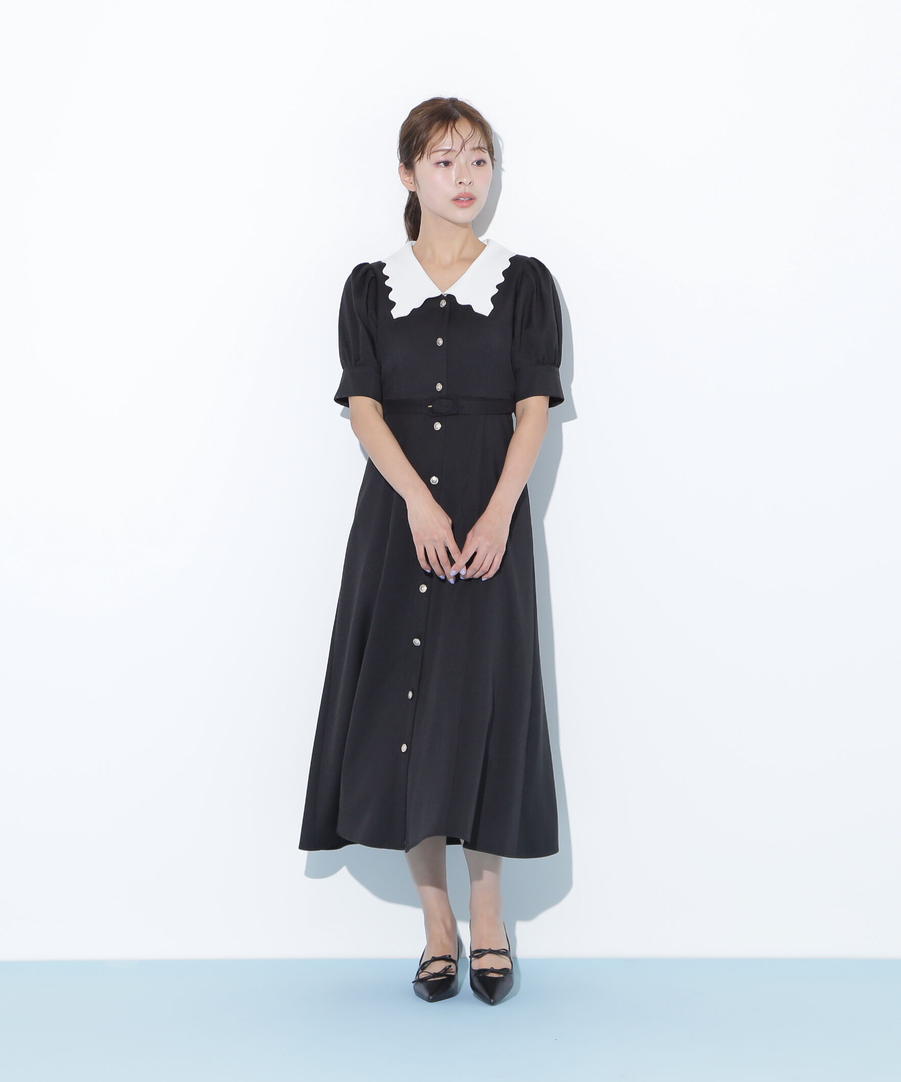  「スカラップカラーワンピース」|ワンピース|