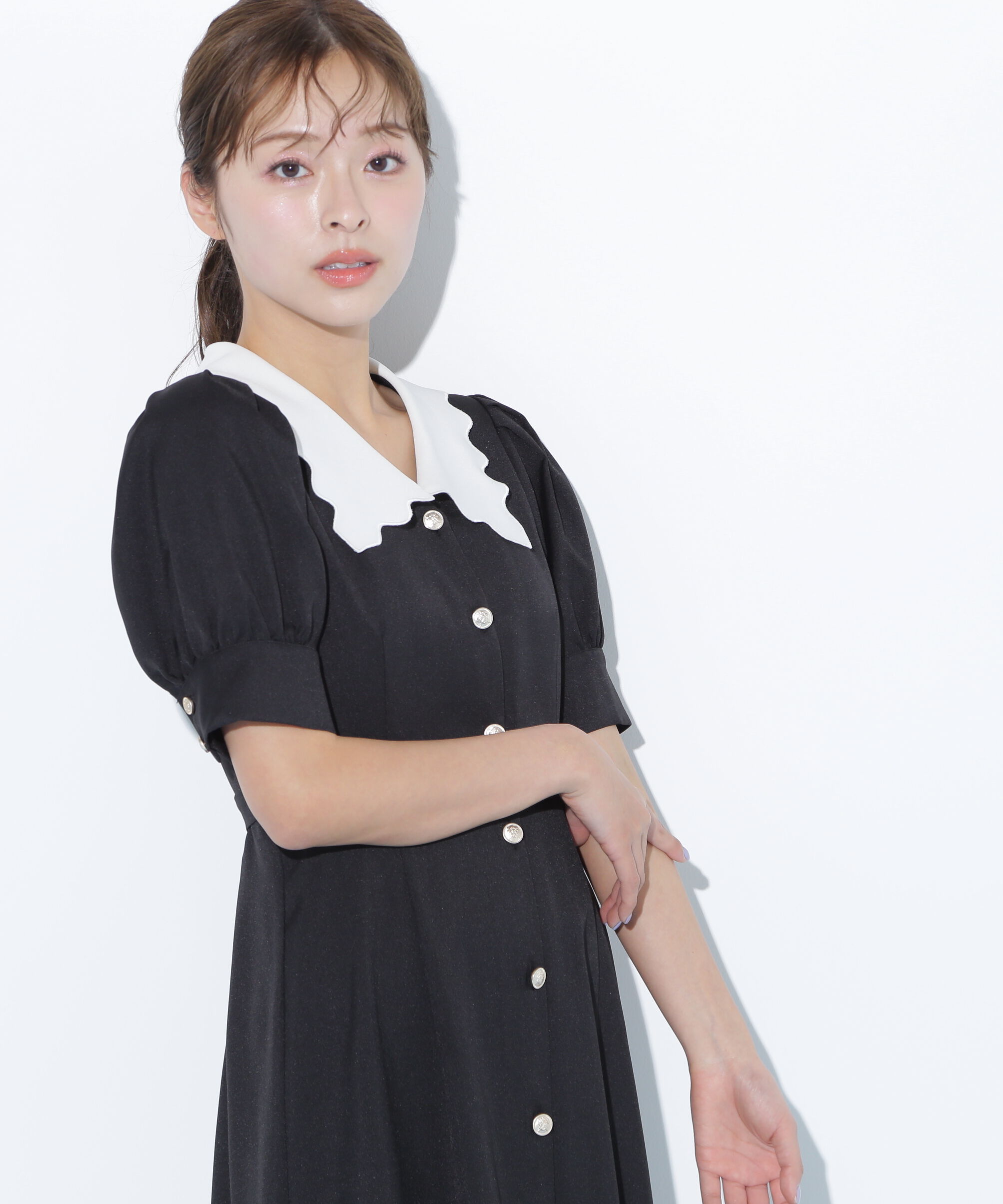  「スカラップカラーワンピース」|ワンピース|