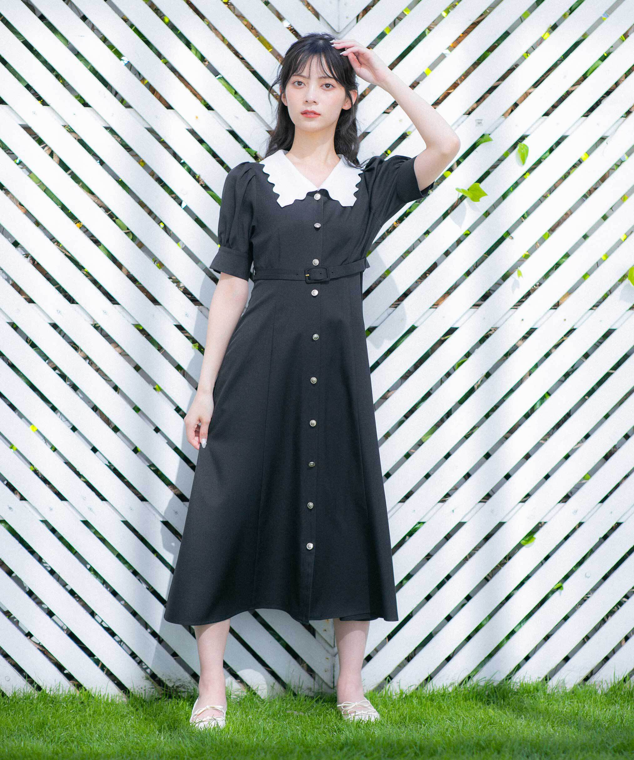  「スカラップカラーワンピース」|ワンピース|