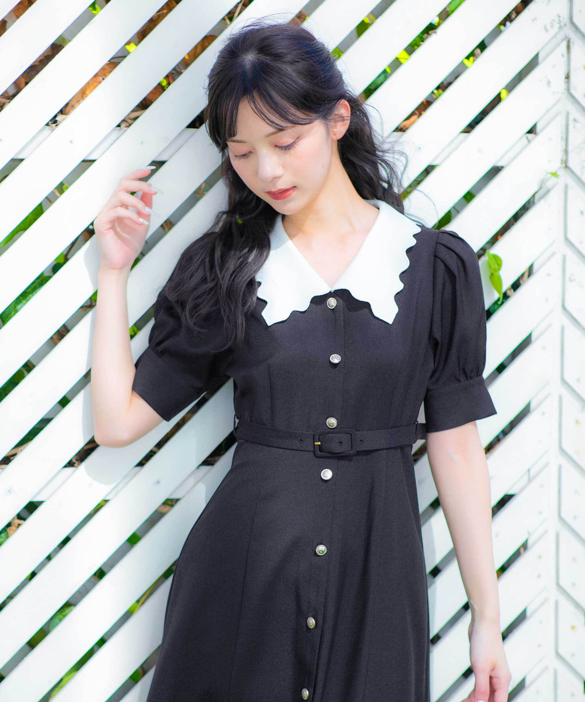  「スカラップカラーワンピース」|ワンピース|