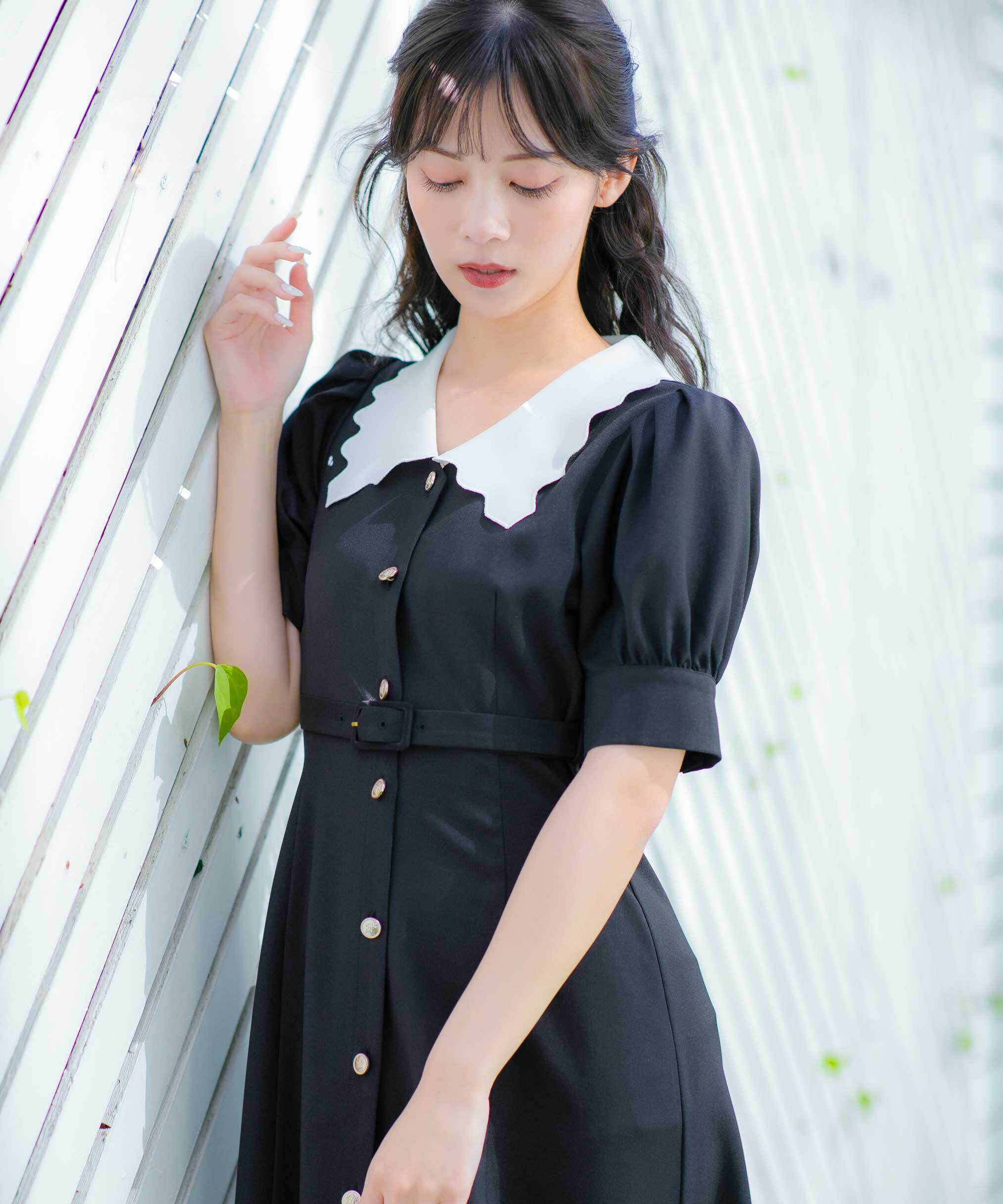  「スカラップカラーワンピース」|ワンピース|