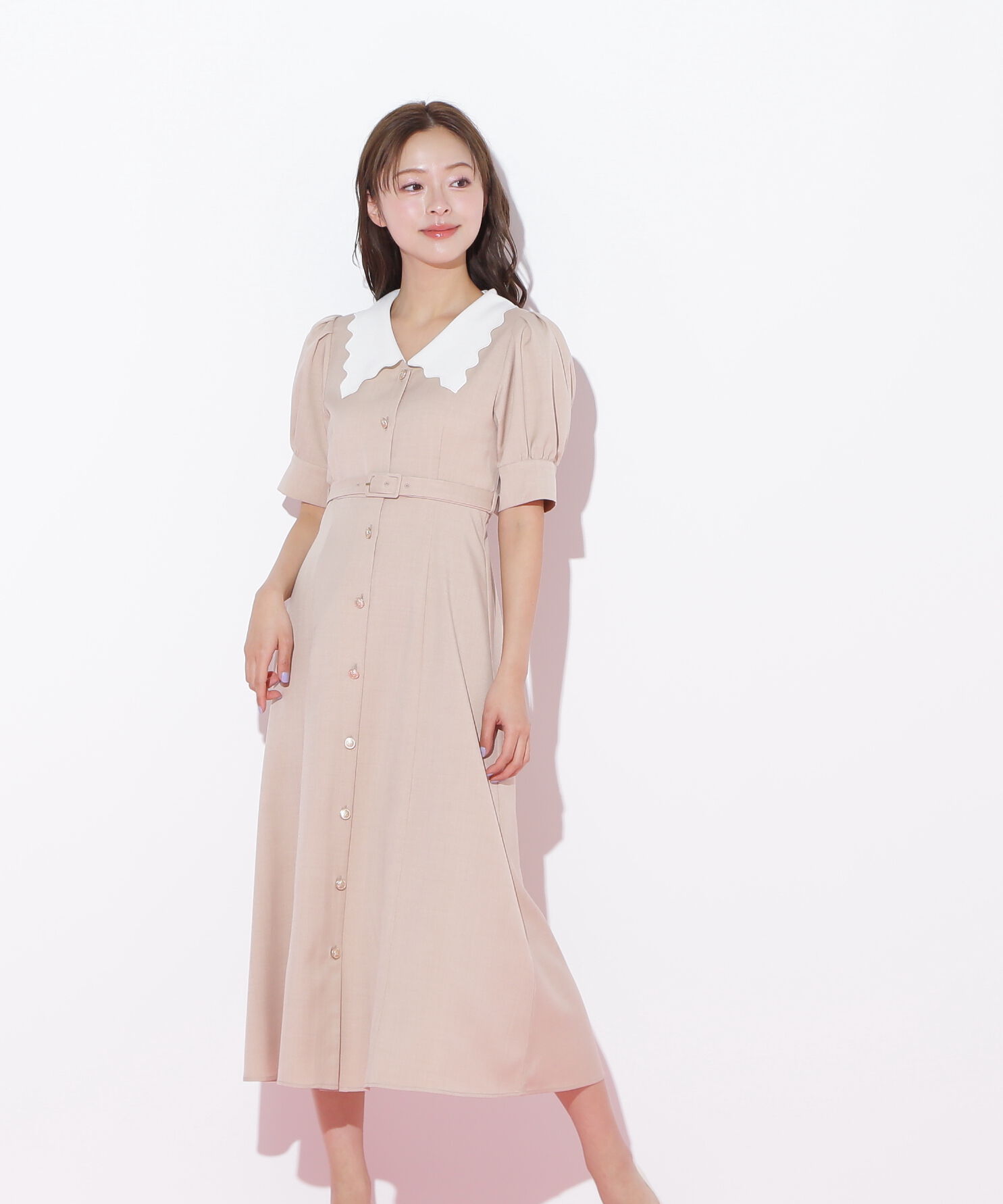  「スカラップカラーワンピース」|ワンピース|