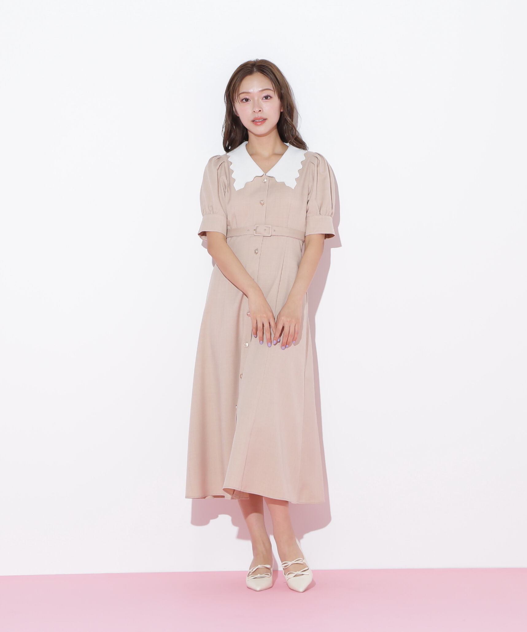  「スカラップカラーワンピース」|ワンピース|