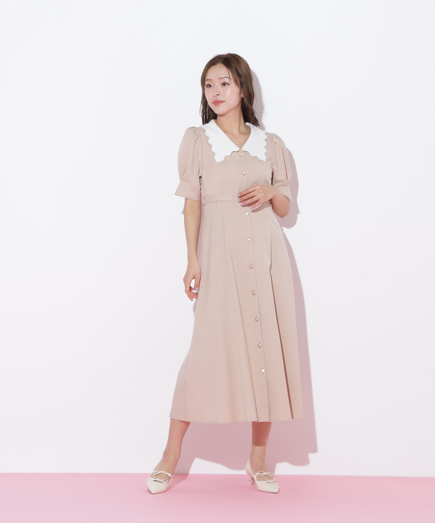  「スカラップカラーワンピース」|ワンピース|