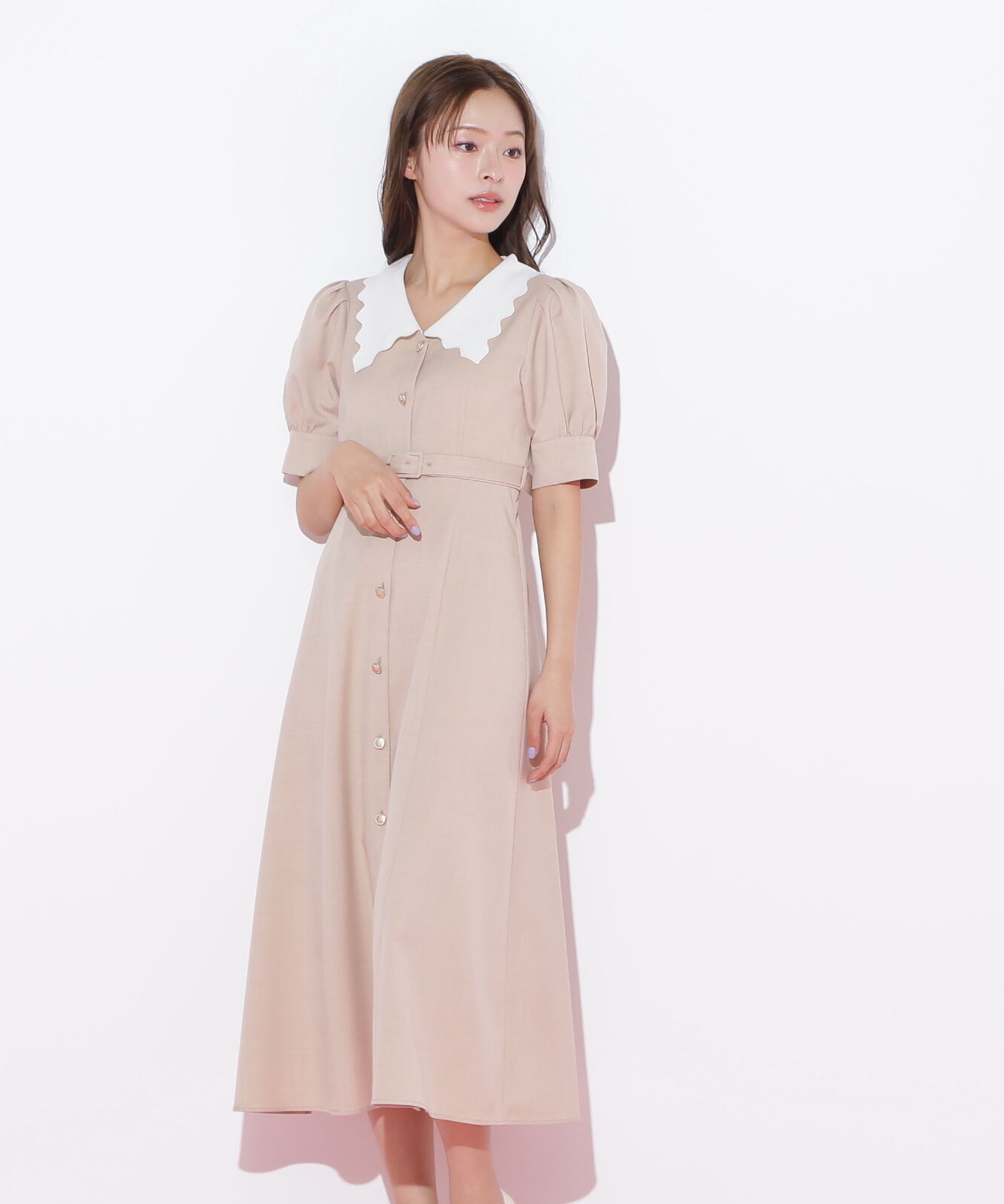  「スカラップカラーワンピース」|ワンピース|