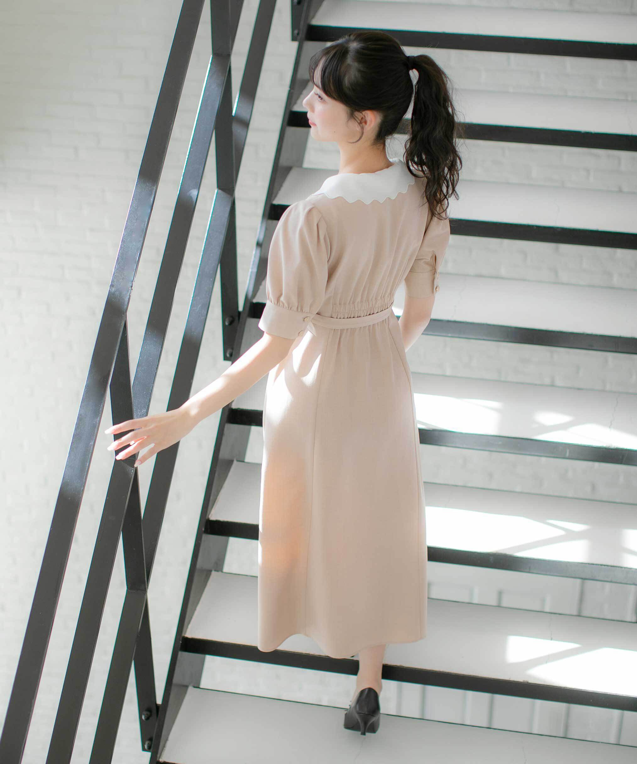  「スカラップカラーワンピース」|ワンピース|