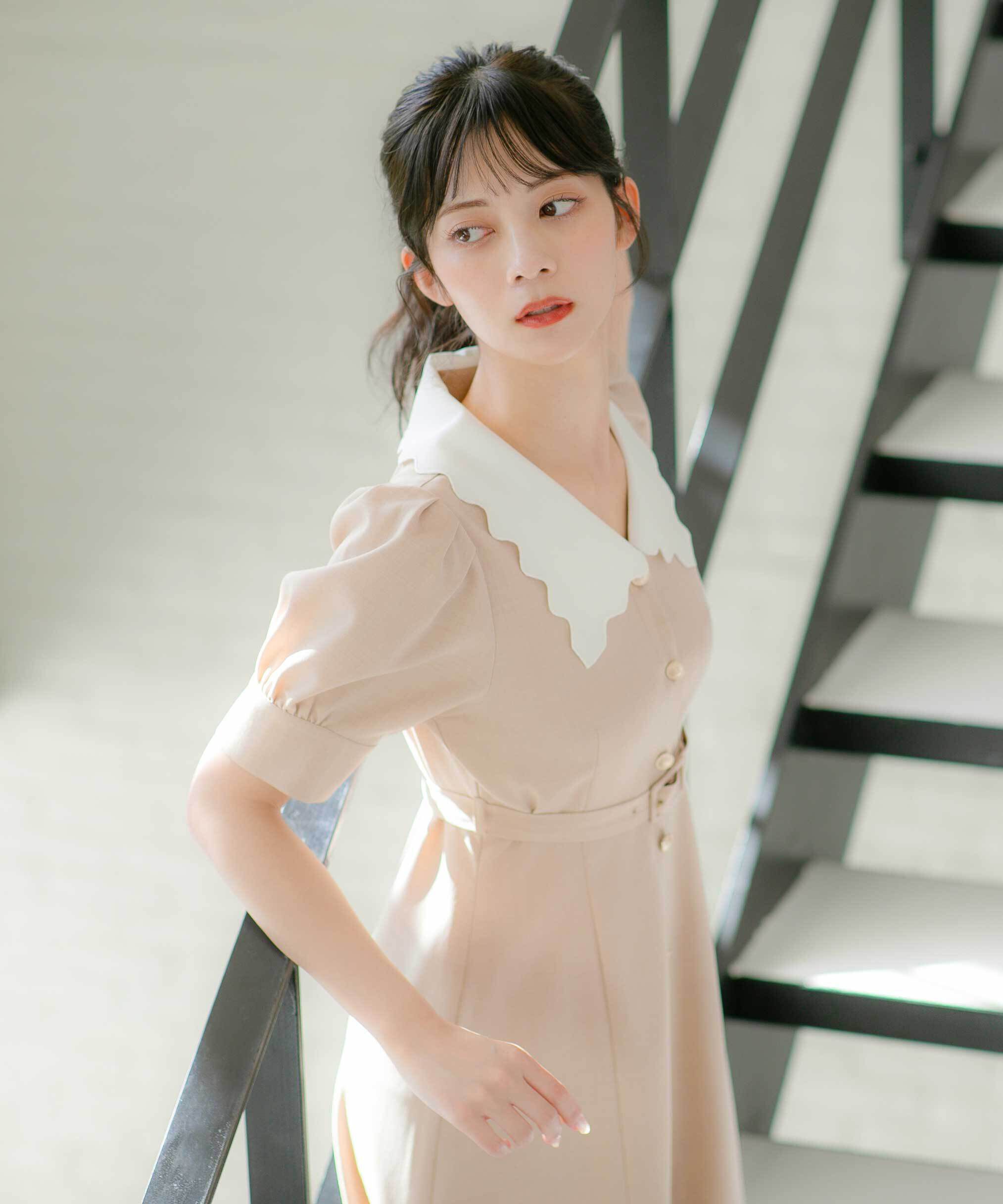  「スカラップカラーワンピース」|ワンピース|