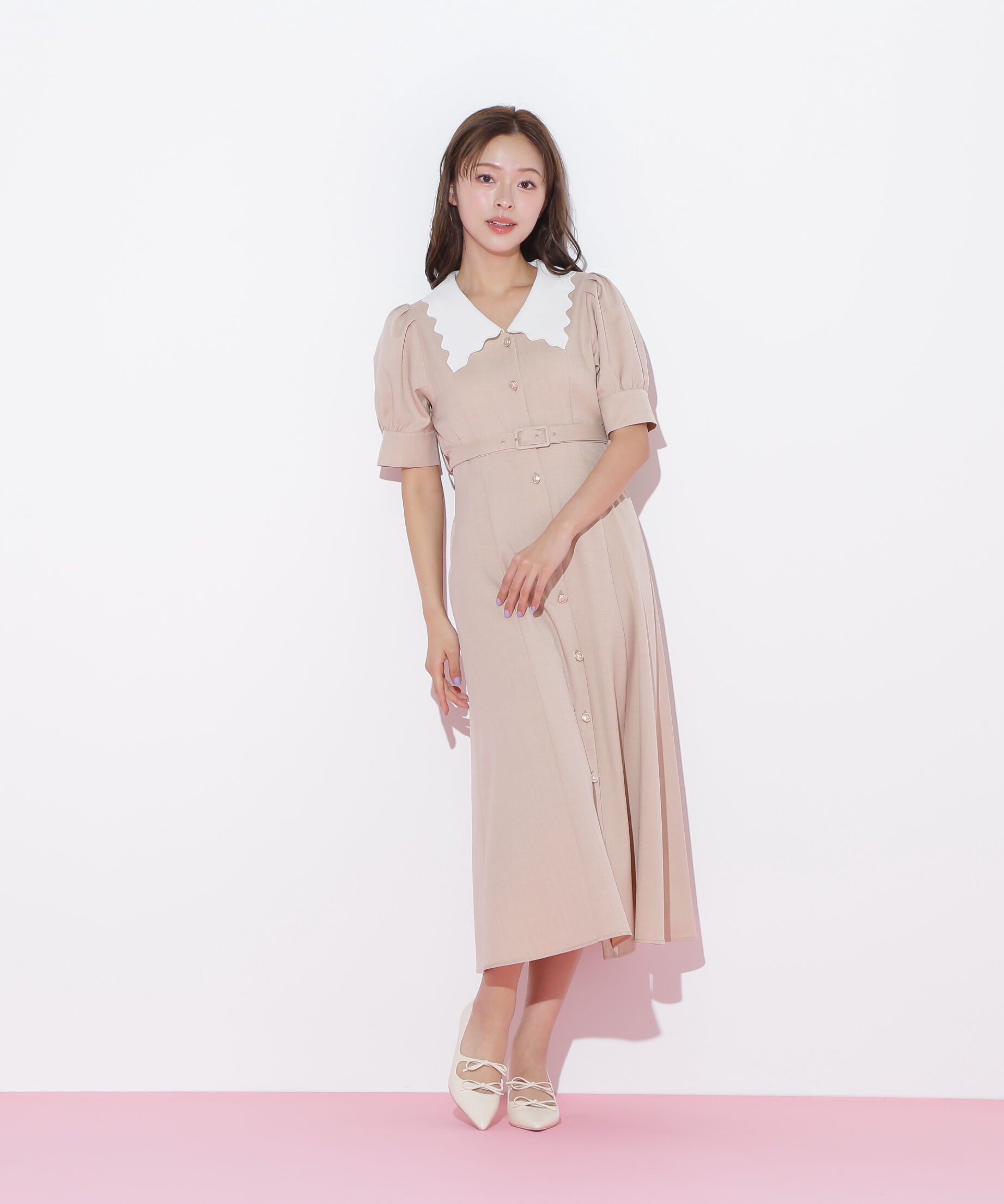  「スカラップカラーワンピース」|ワンピース|